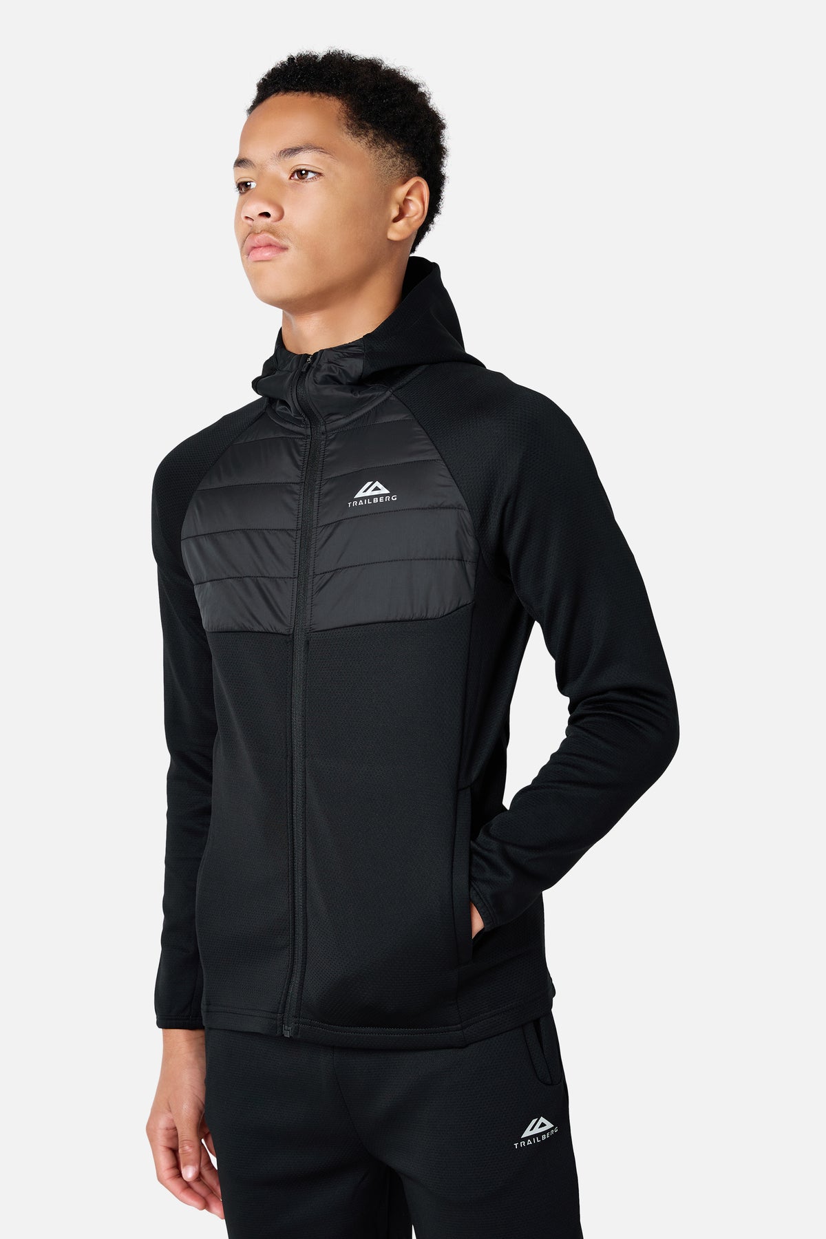 Boys Sprintline Full Zip Hood - Black