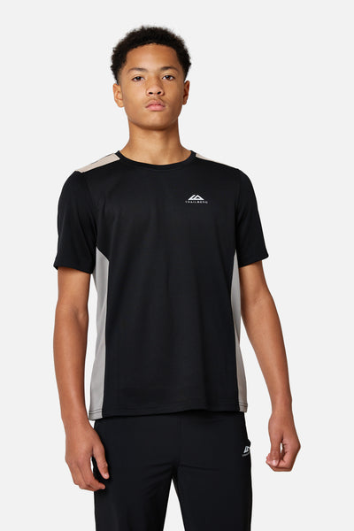 Boys Triathlon Panel Tee - Black/Raw Linen/Ironstone