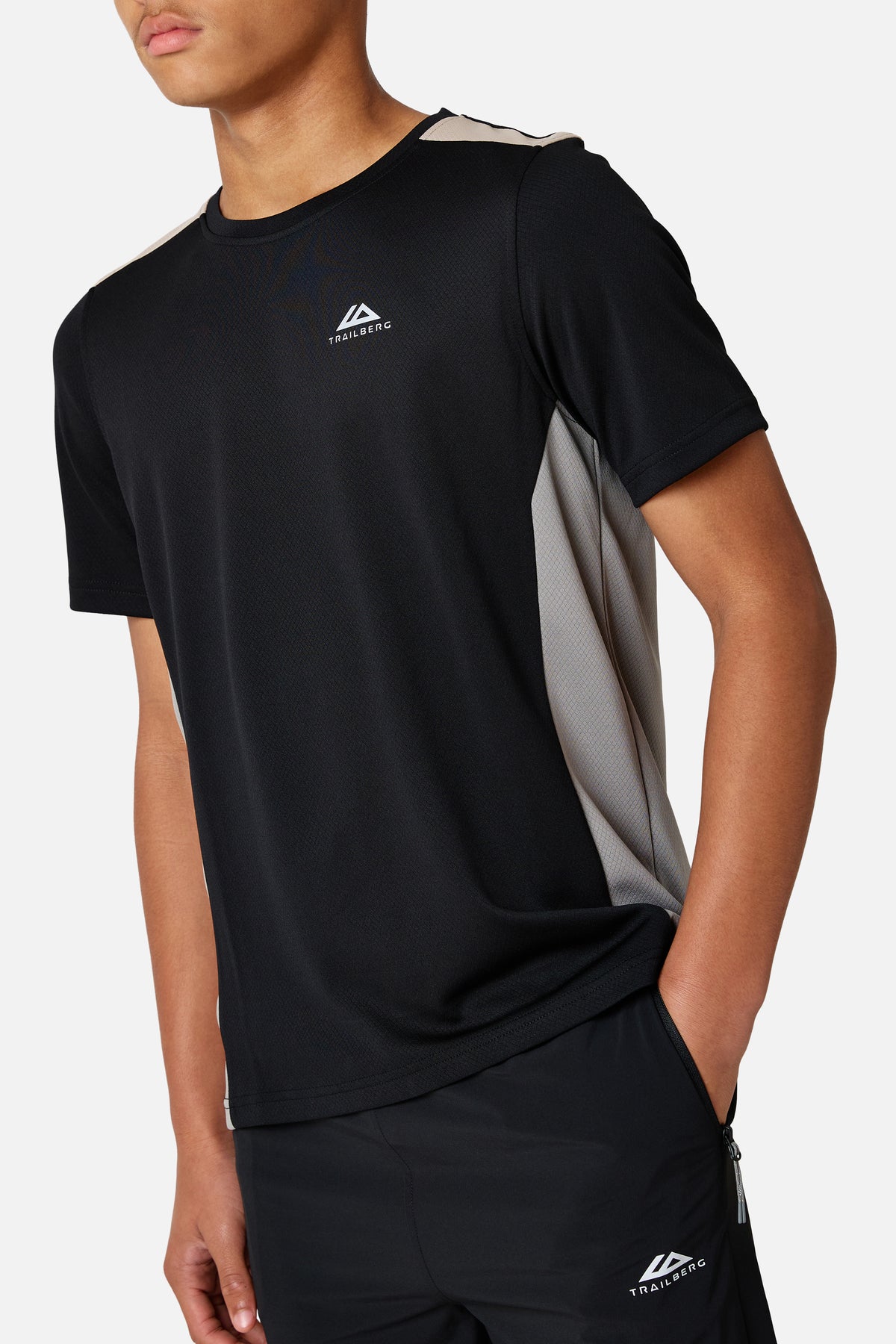 Boys Triathlon Panel Tee - Black/ Raw Linen/ Ironstone