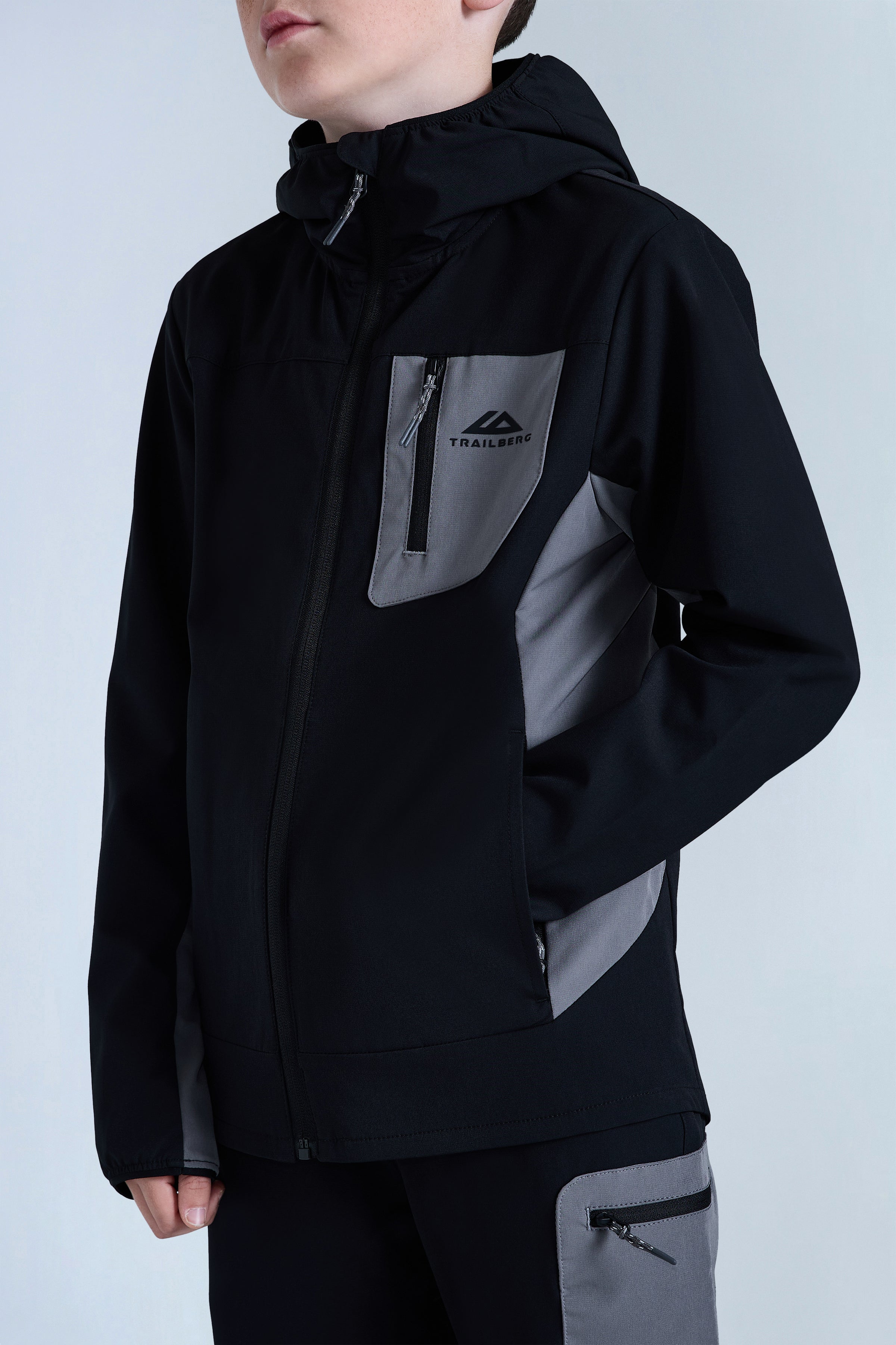 Boys Venture Gridded Hood - Black/Urban Smoke