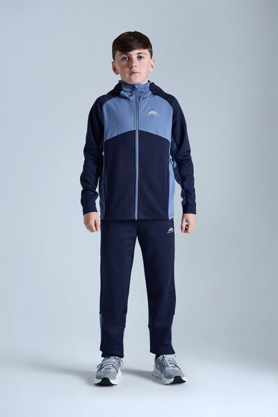 Boys Ice Gridded Fleece Tracksuit - Navy Blue/Blue Essence