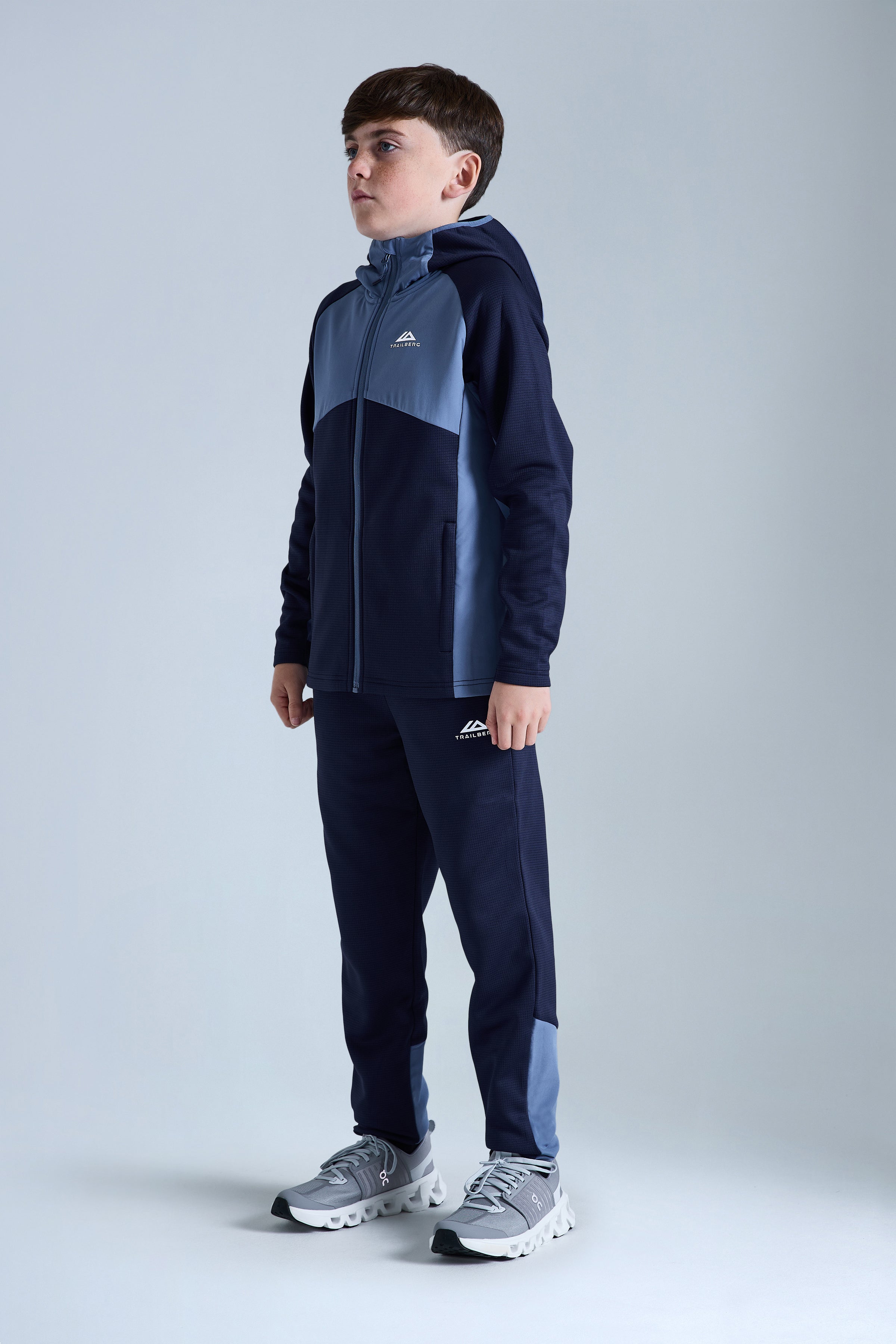 Boys Ice Gridded Fleece Pant - Navy Blue/Blue Essence