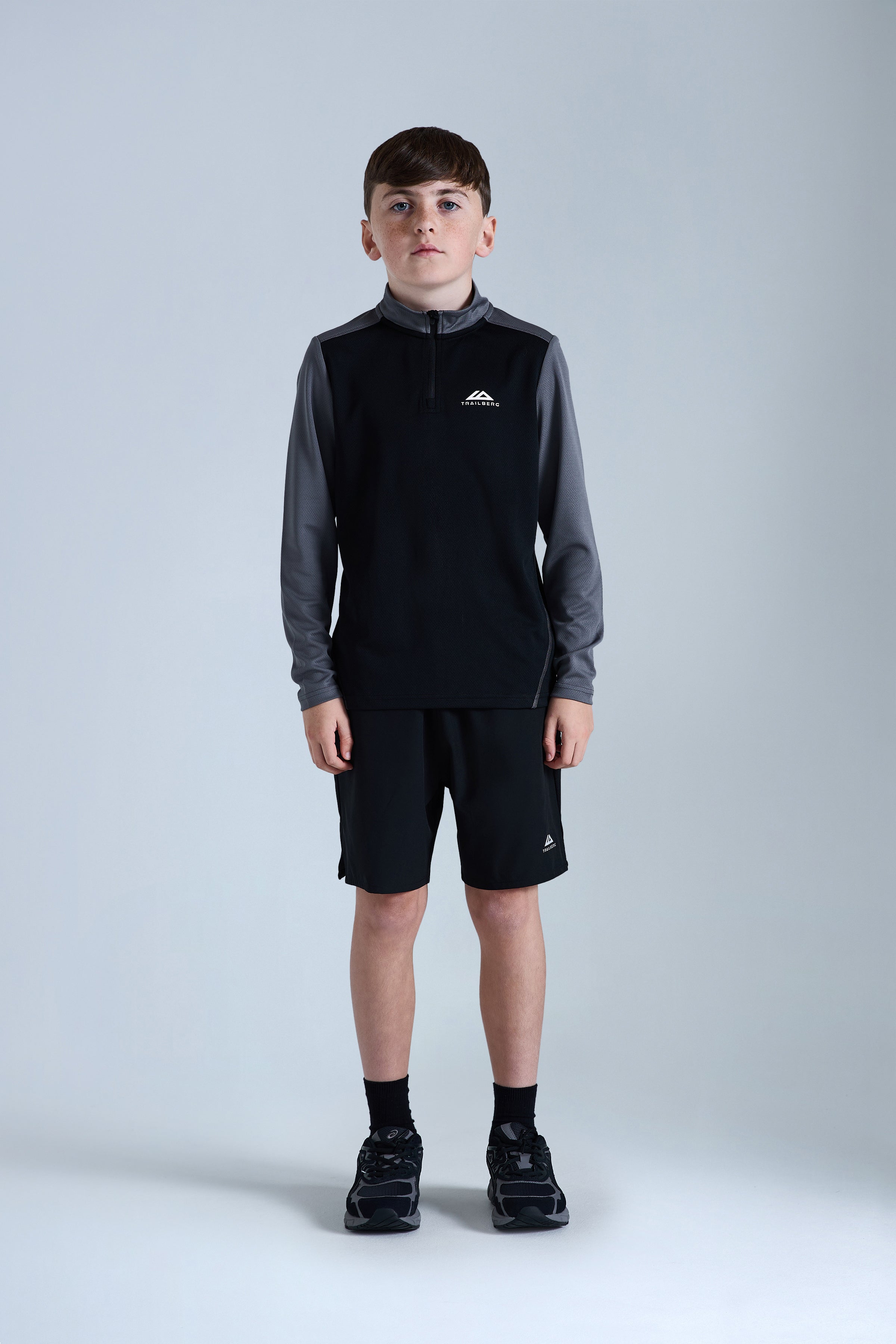 Boys Essentials Quarter Zip Twinset -  Black/Urban Smoke