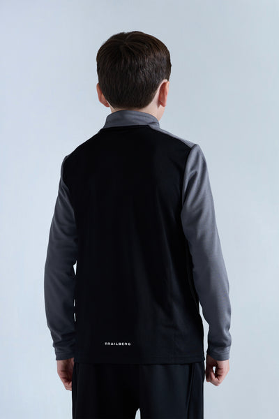 Boys Essentials Quarter Zip - Black/Urban Smoke