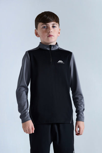 Boys Essentials Quarter Zip - Black/Urban Smoke