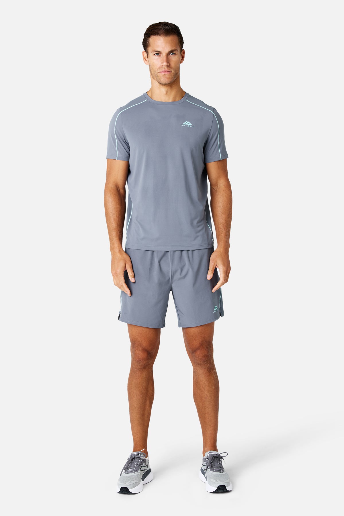 Momentum Tee - Ash Grey/ Celeste