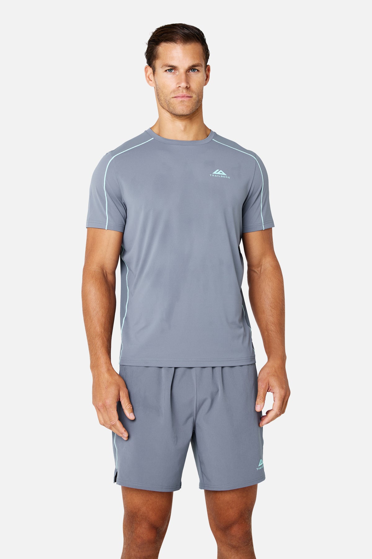 Momentum Tee - Ash Grey/ Celeste