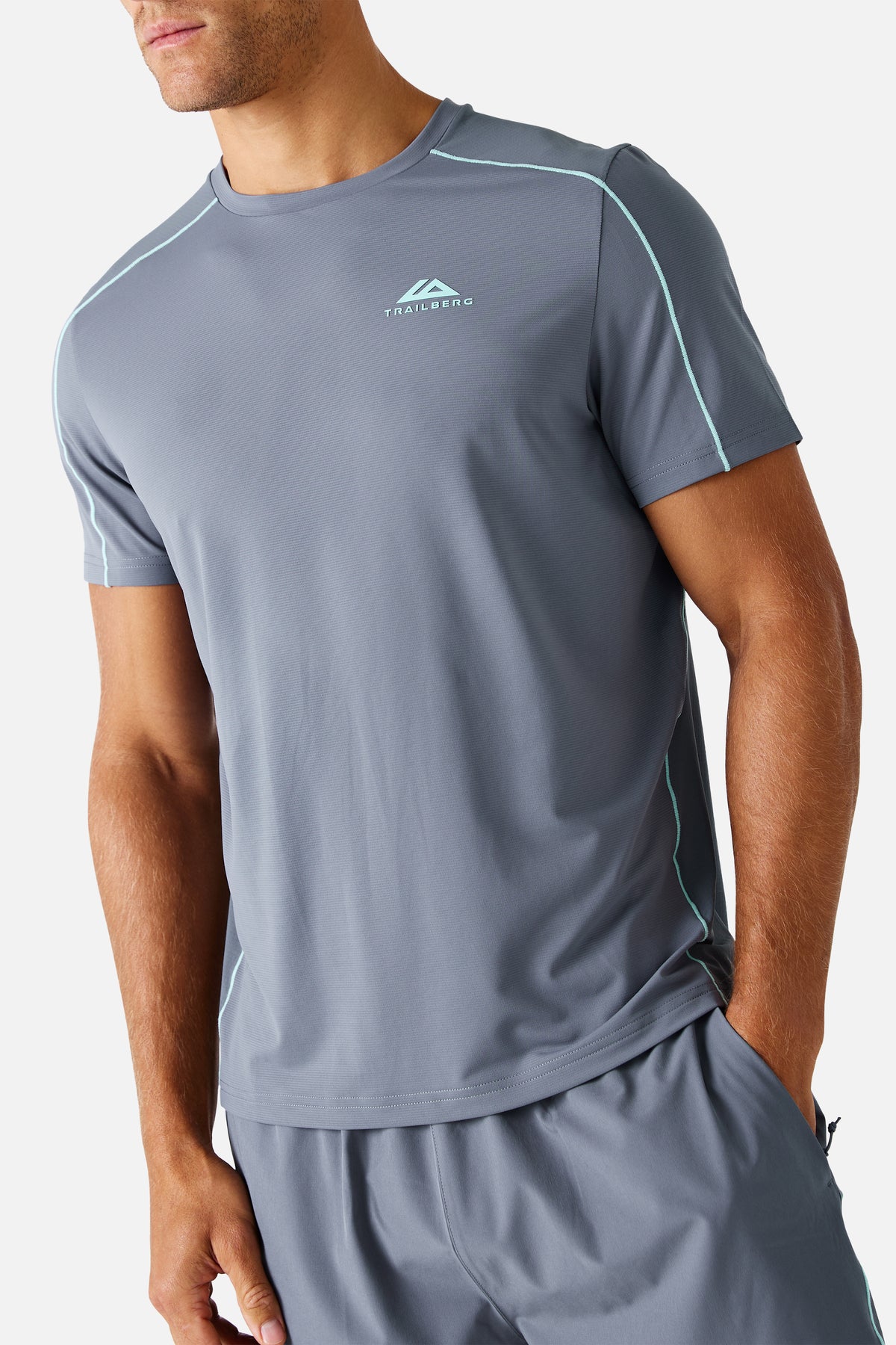 Momentum Tee - Ash Grey/ Celeste