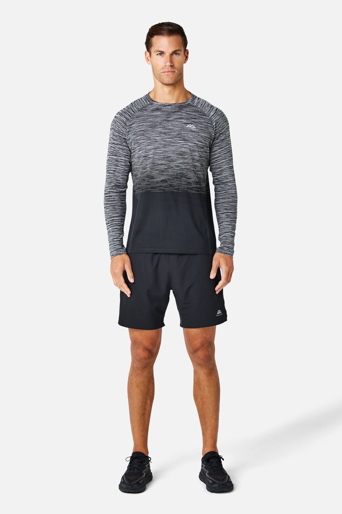 Arc Seamless Long Sleeve Tee - Black/ Moon Grey/ White