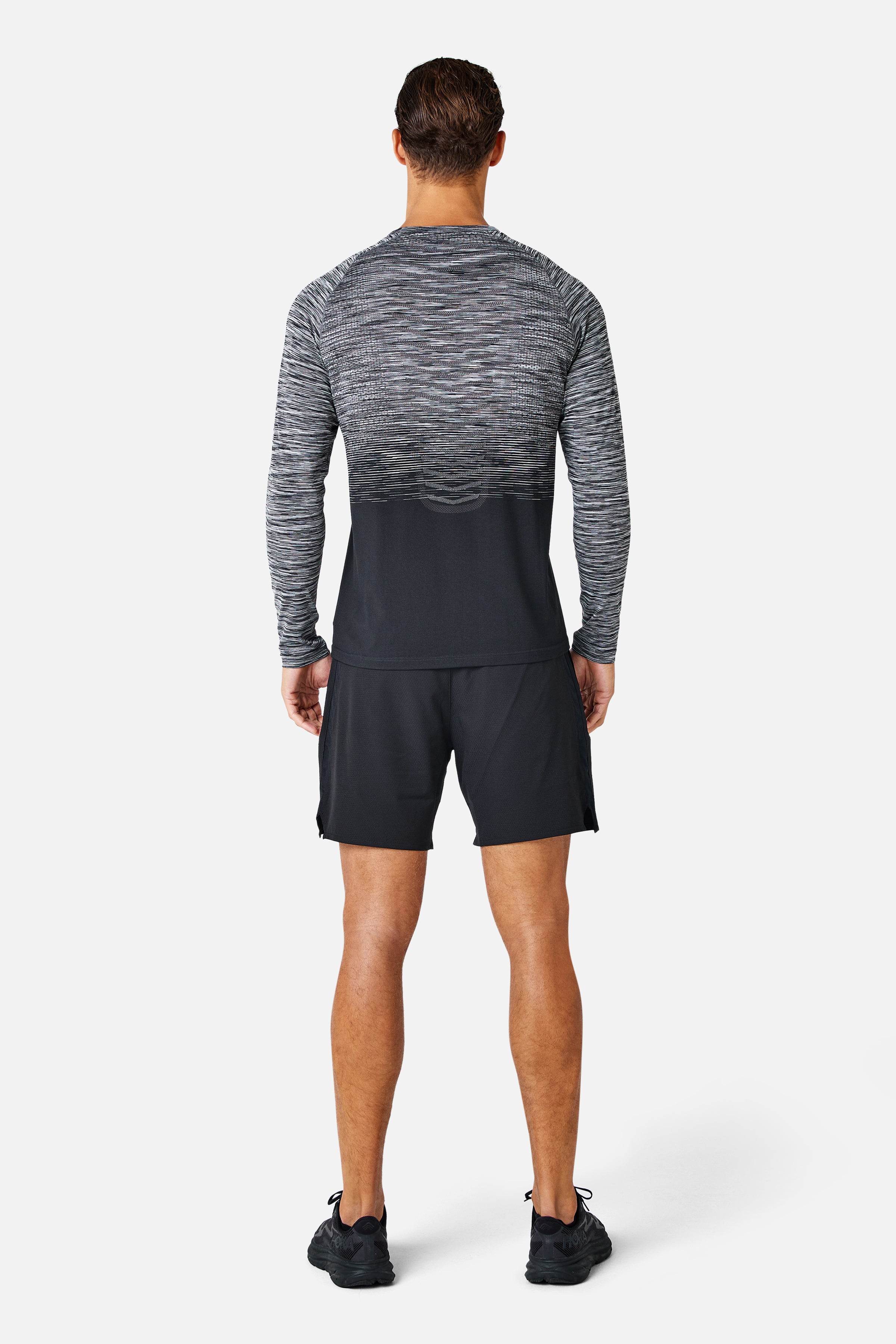 Arc Seamless Long Sleeve Tee - Black/ Moon Grey/ White