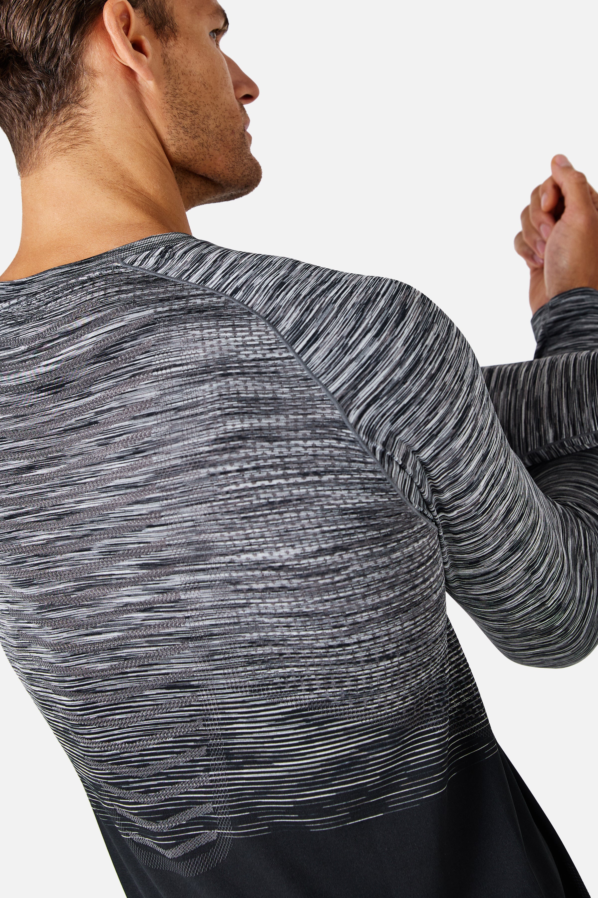 Arc Seamless Long Sleeve Tee - Black/ Moon Grey/ White