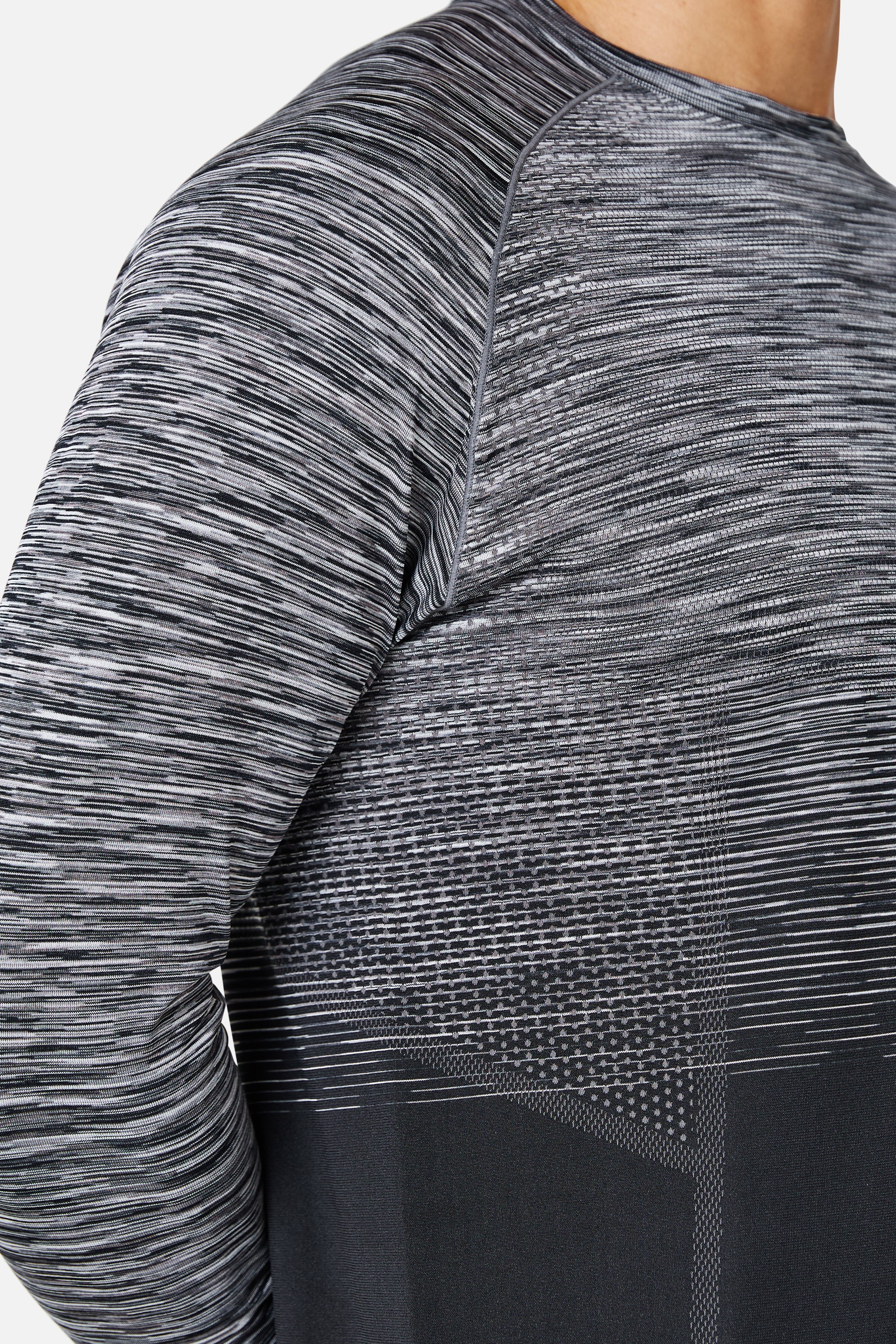 Arc Seamless Long Sleeve Tee - Black/ Moon Grey/ White