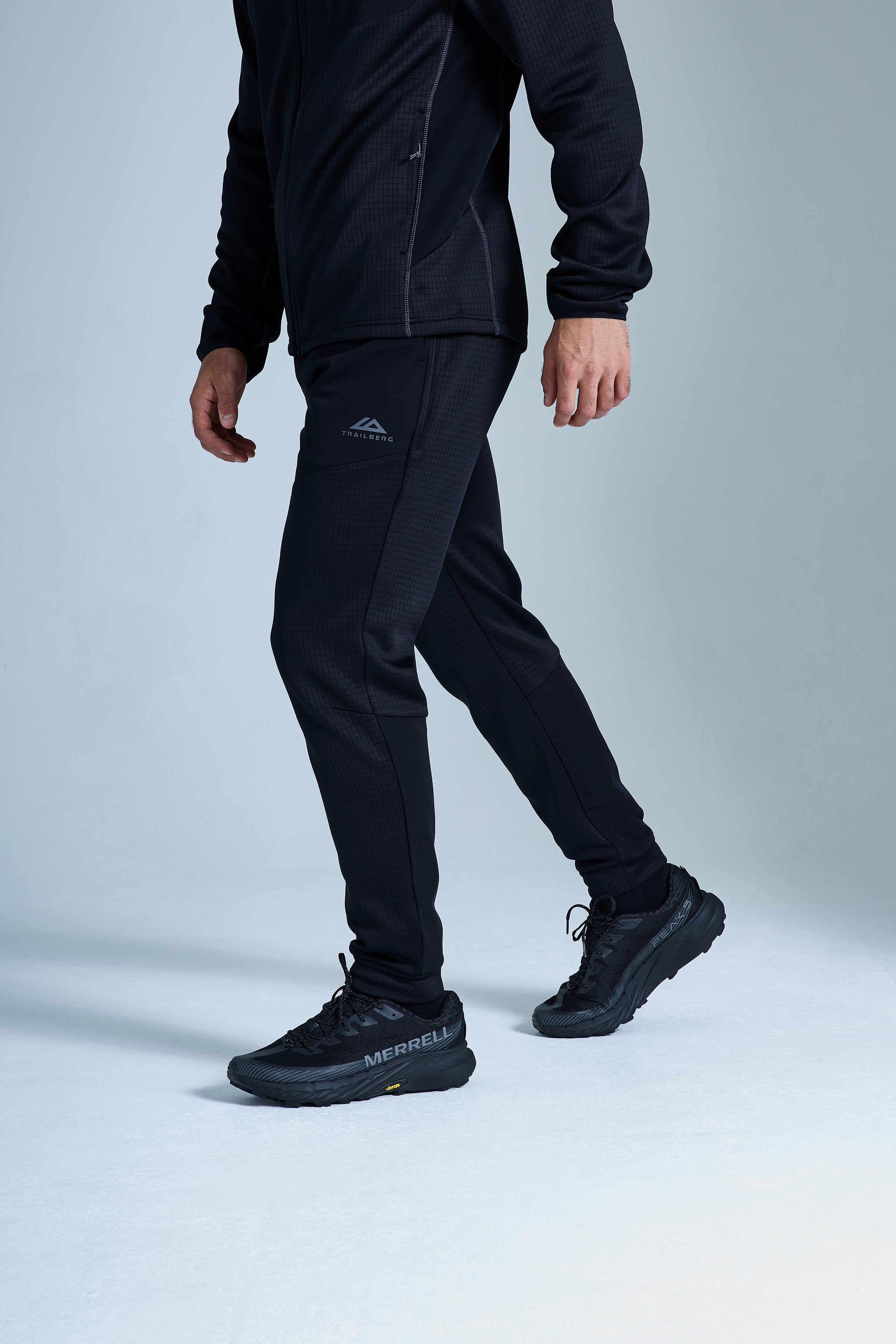District Gridded Fleece Jogger - Black/Volcano Grey