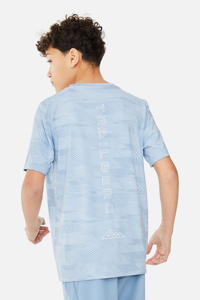 Boys Racer AOP Tee - Blue Frost/Washed Indigo