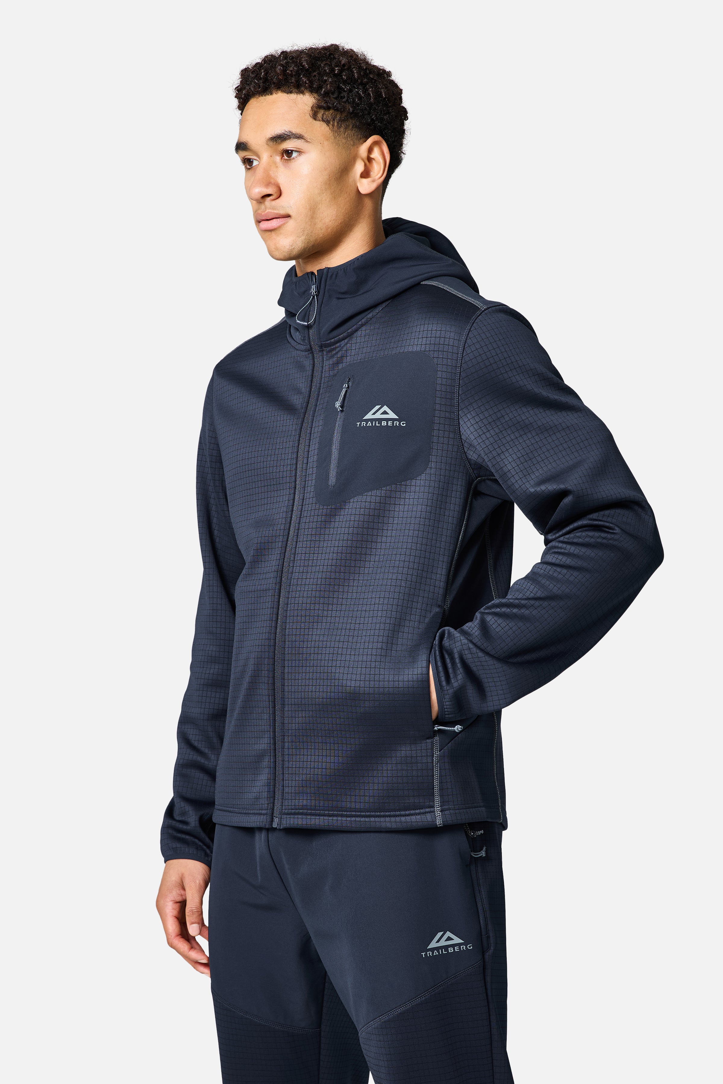 District Gridded Fleece Tracksuit - Deep Ocean/Storm Grey