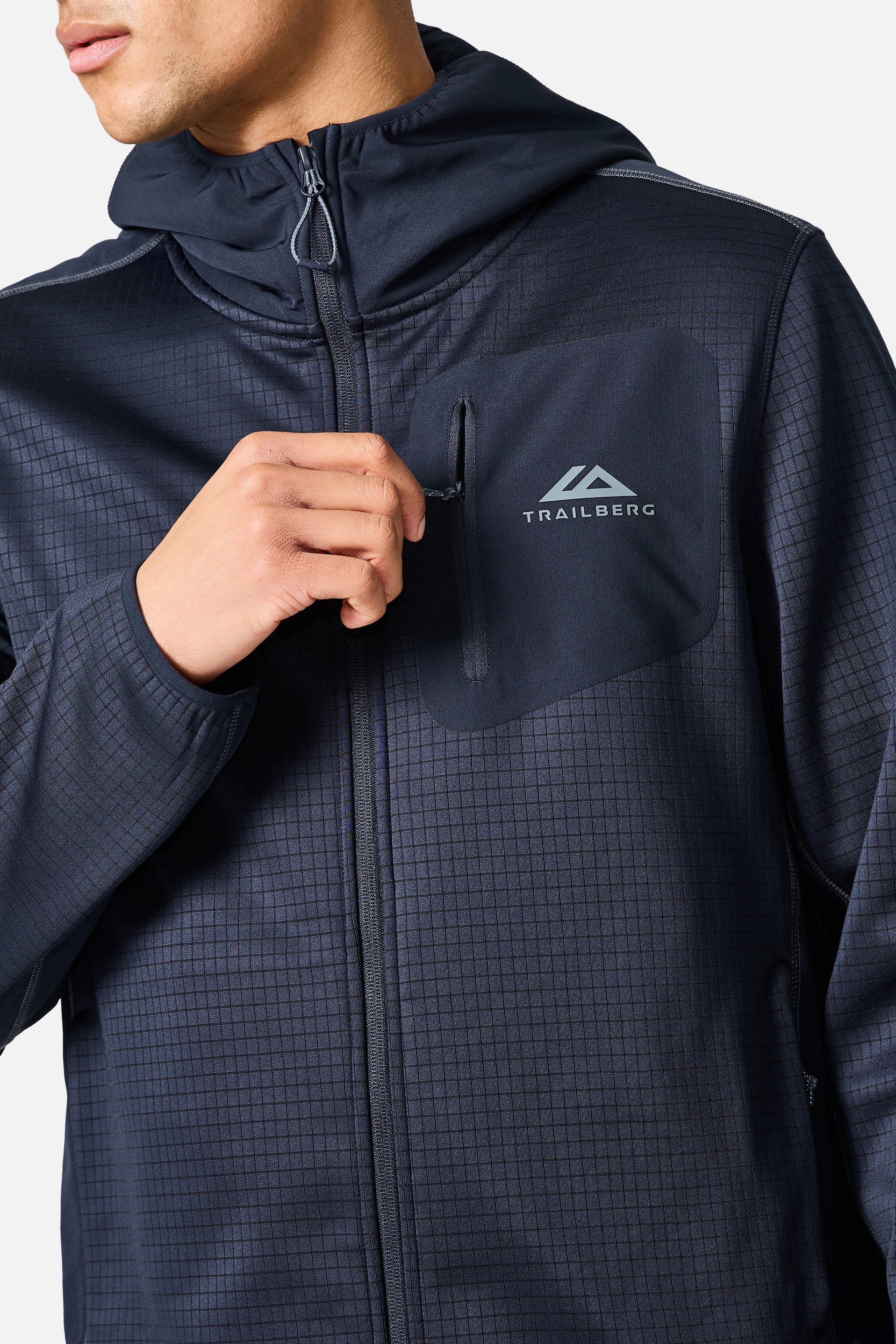 District Gridded Fleece Tracksuit - Deep Ocean/Storm Grey