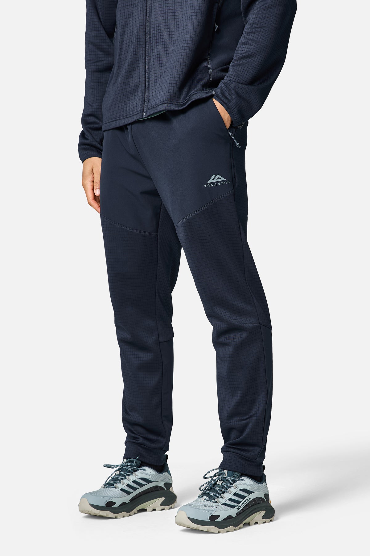 District Gridded Fleece Jogger Deep Ocean Storm