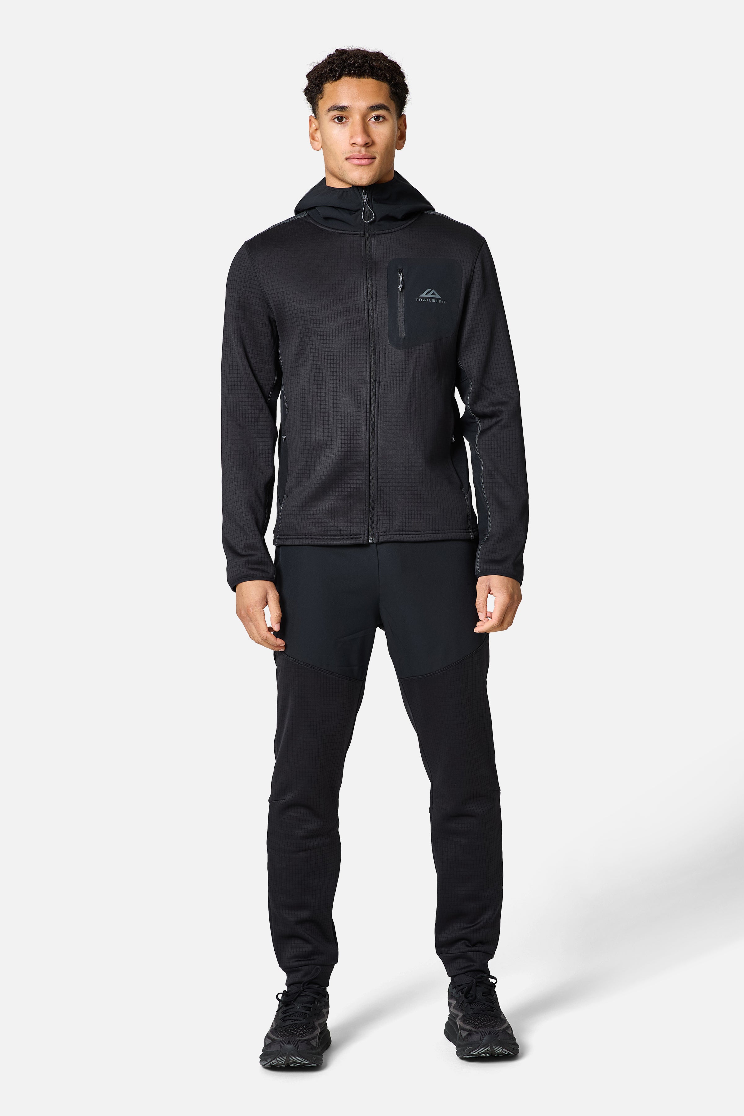 District Gridded Fleece Tracksuit - Black/Volcano Grey