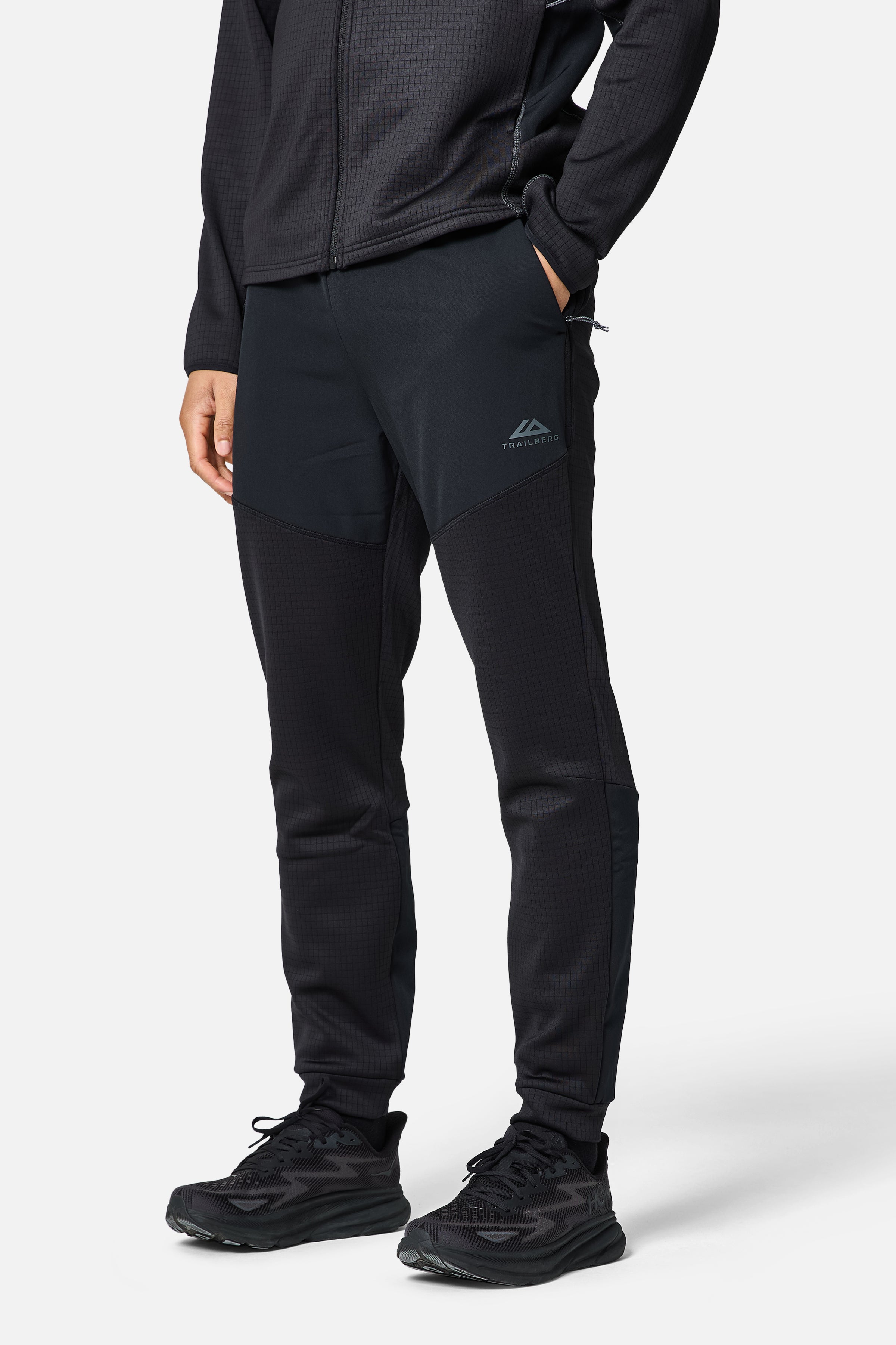 District Gridded Fleece Jogger - Black/Volcano Grey