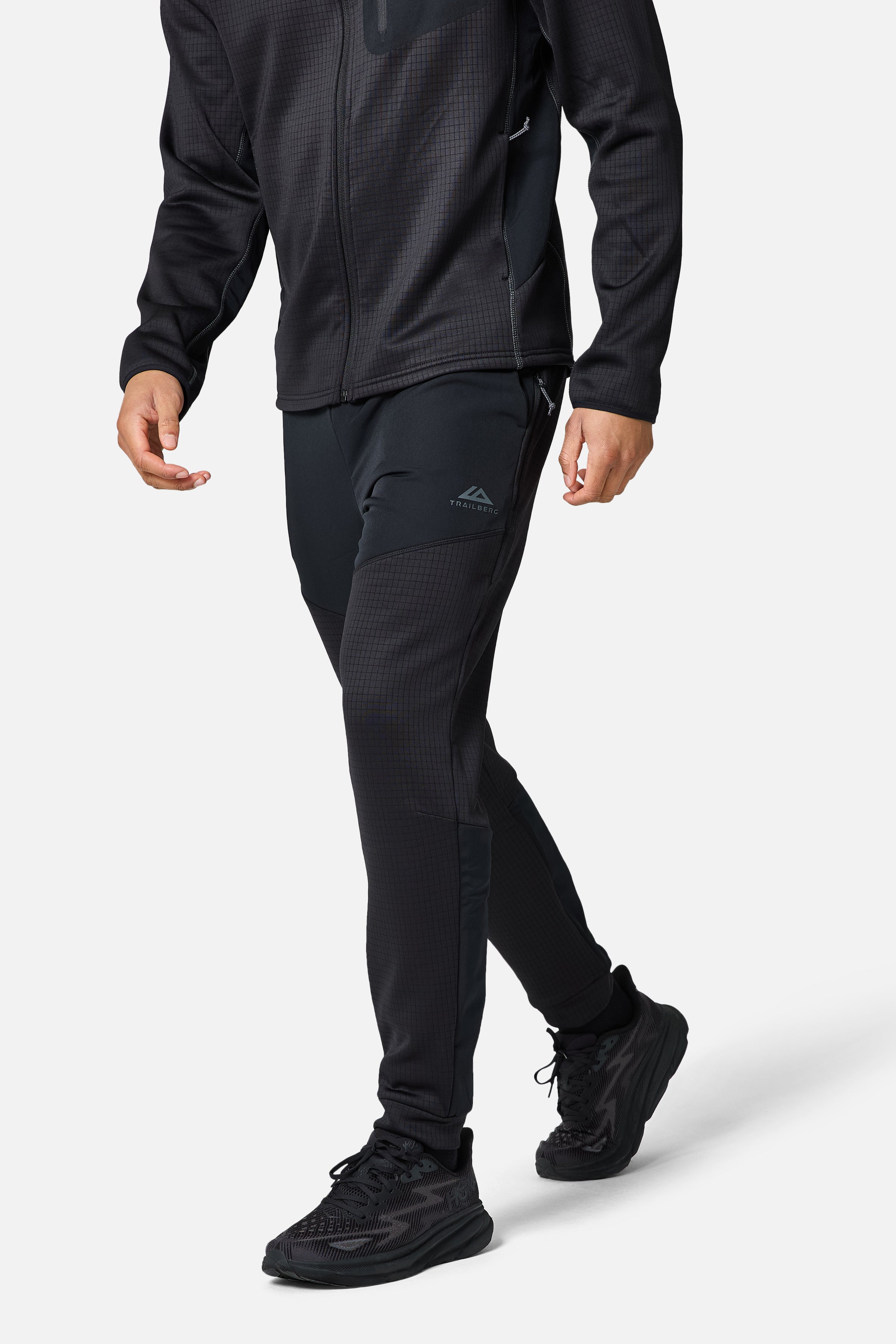 District Gridded Fleece Tracksuit - Black/Volcano Grey