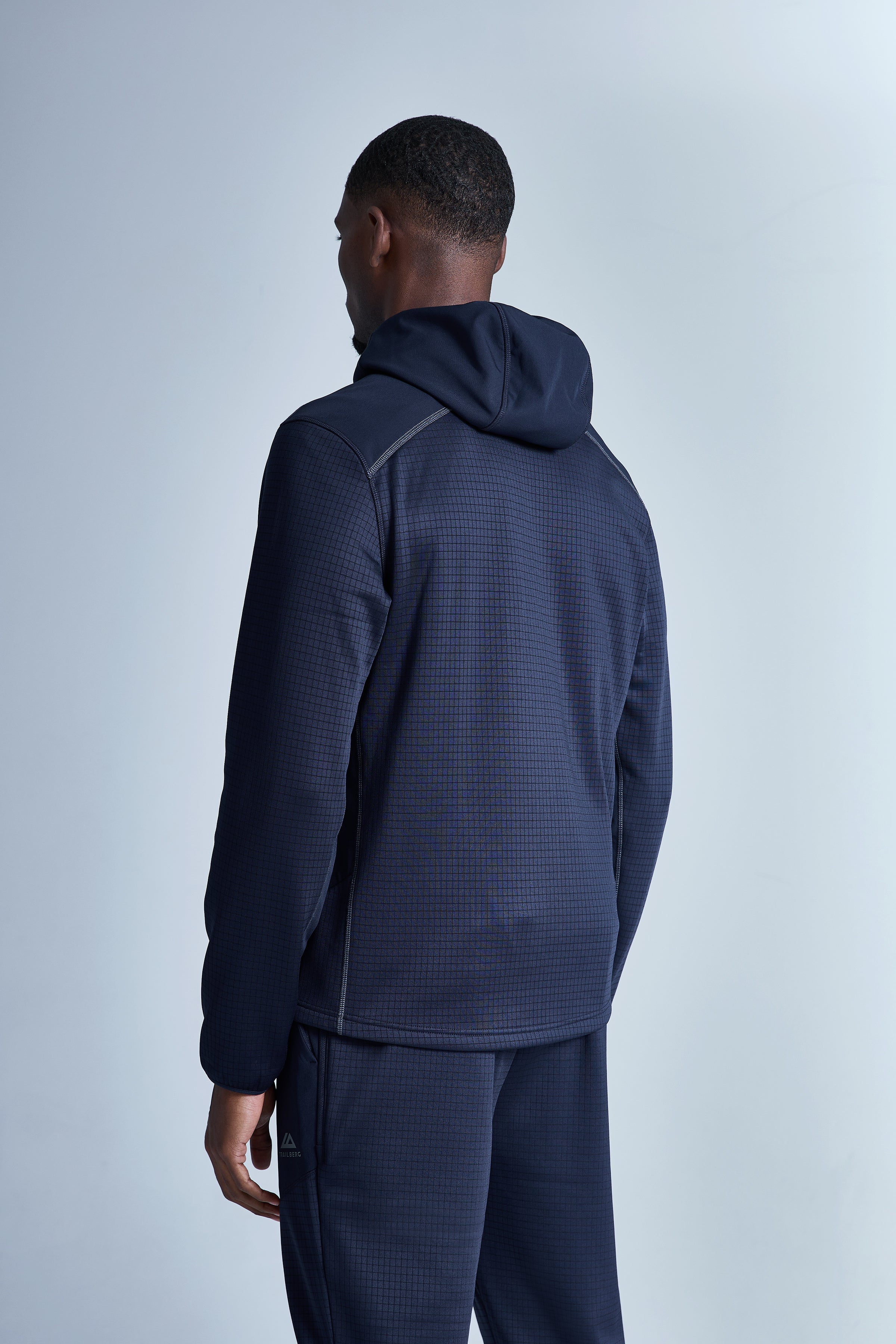 District Gridded Fleece Hood - Deep Ocean/Storm Grey