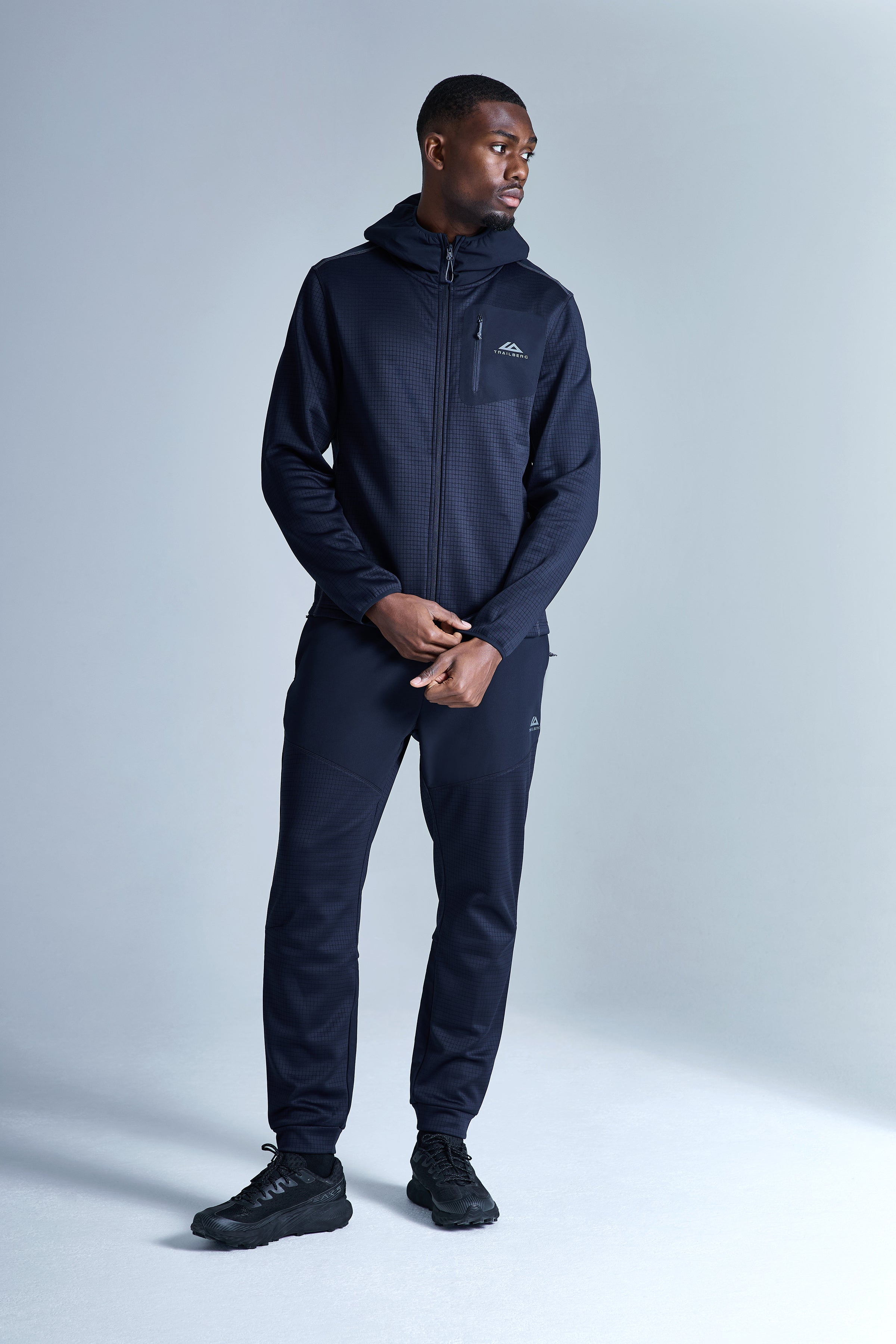 District Gridded Fleece Tracksuit - Deep Ocean/Storm Grey