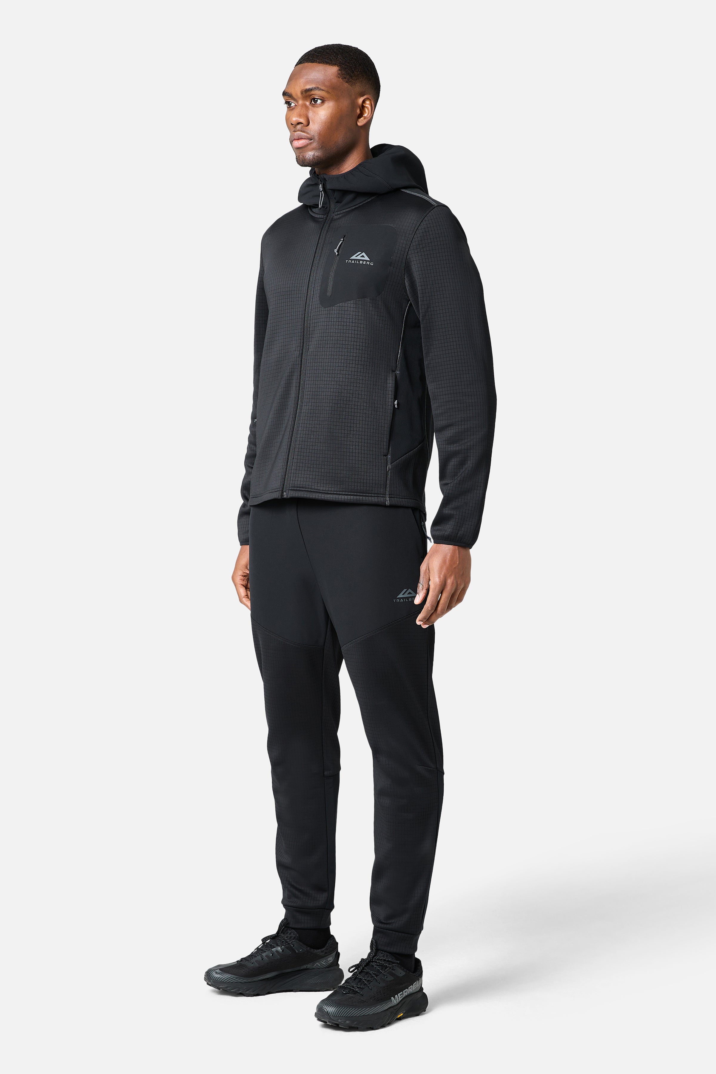 District Gridded Fleece Tracksuit - Black/Volcano Grey