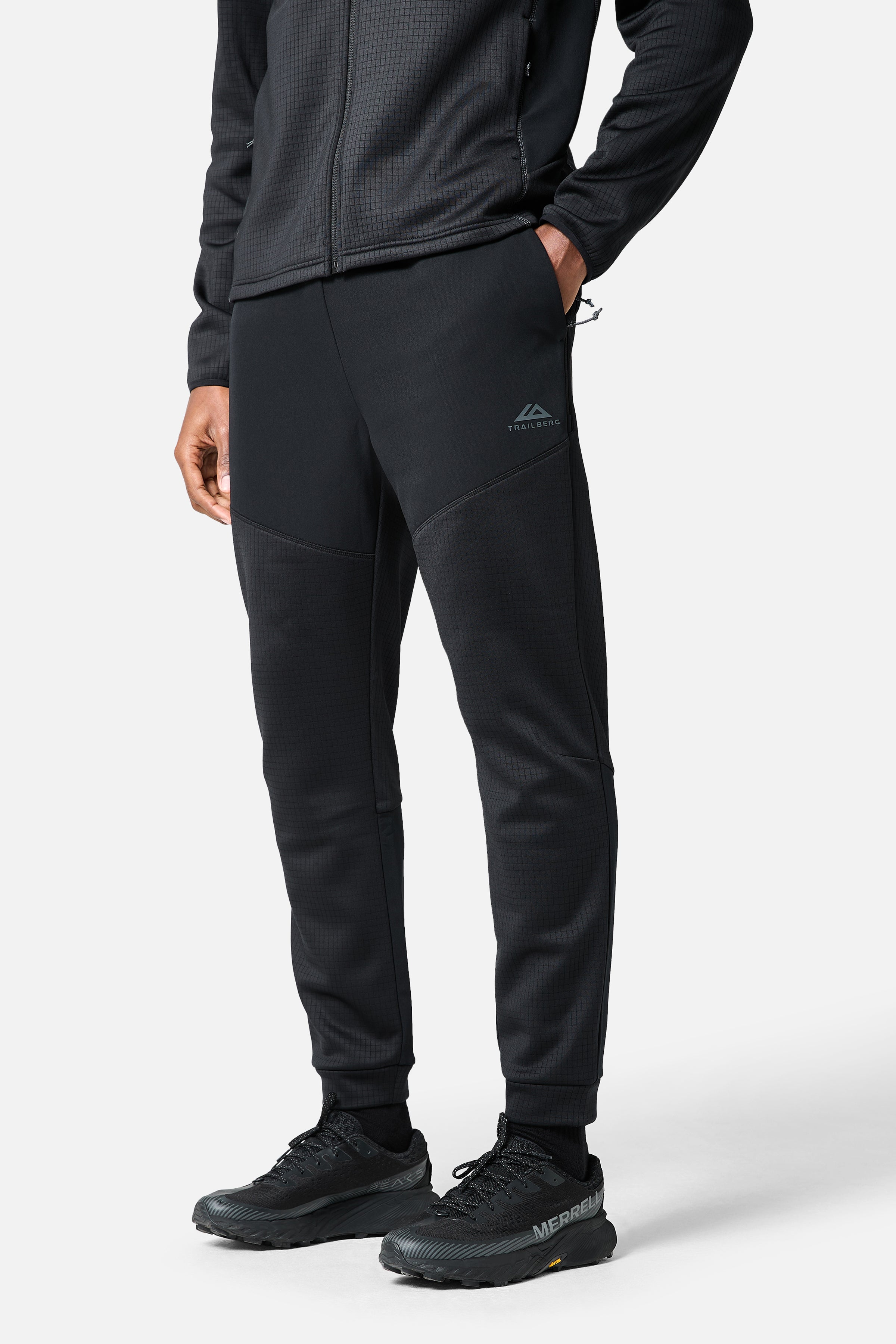 District Gridded Fleece Jogger - Black/Volcano Grey