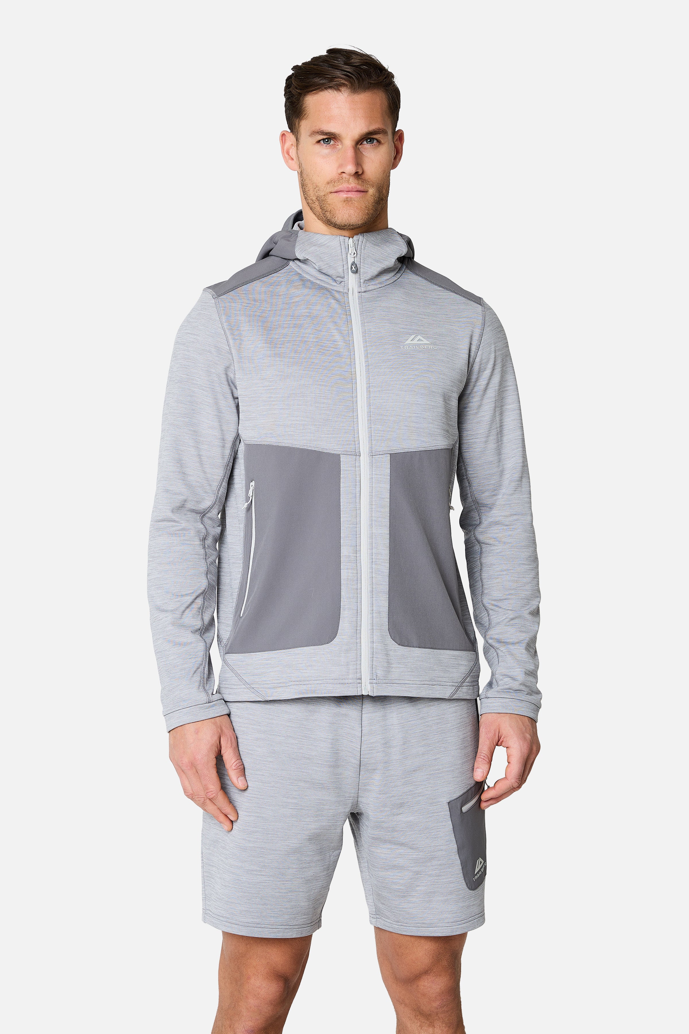 Vale Gridded Fleece Twinset - Lunar Grey Marl/Nightfall Grey