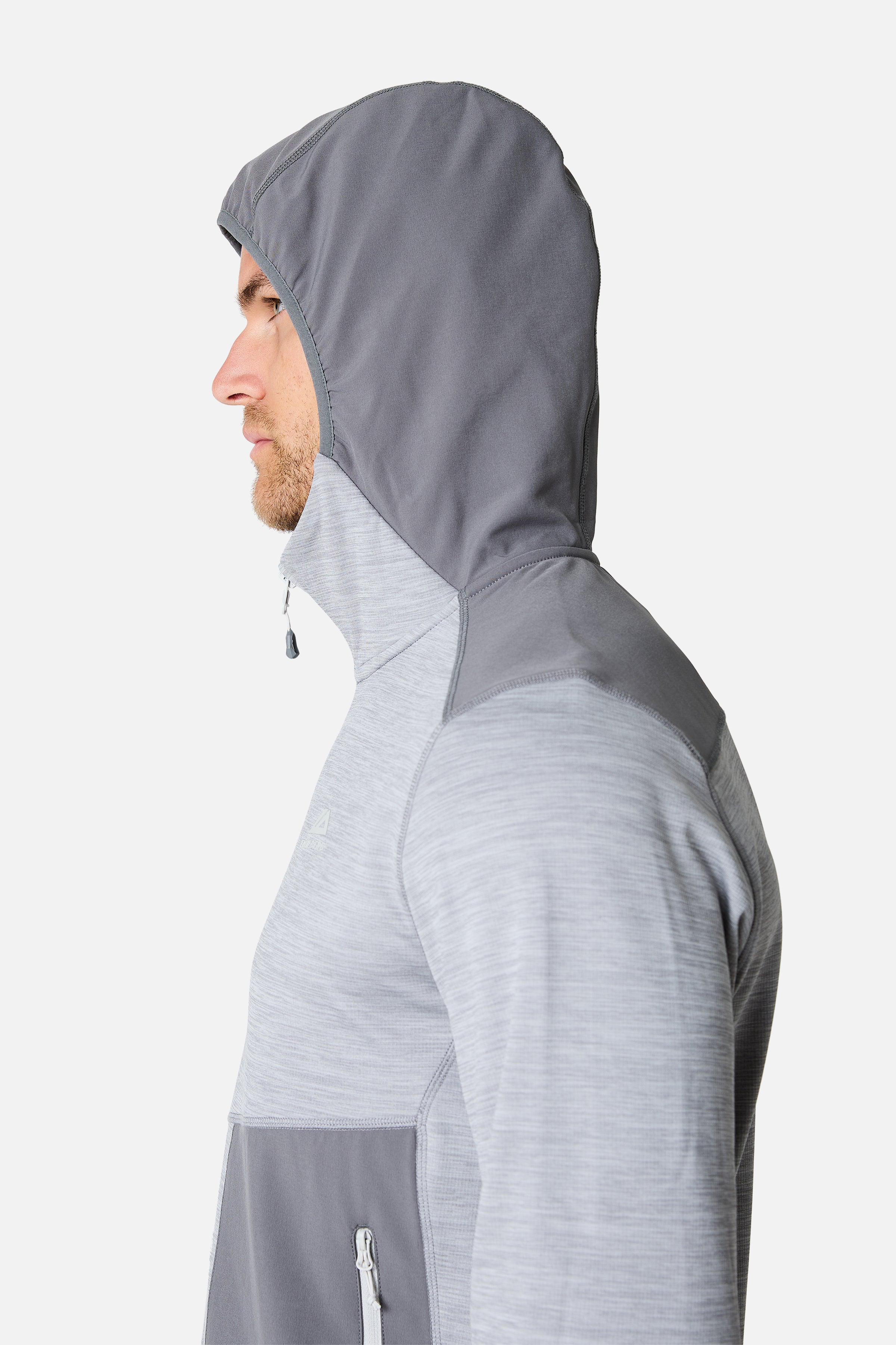 Vale Gridded Fleece Hood - Lunar Grey Marl/Nightfall Grey