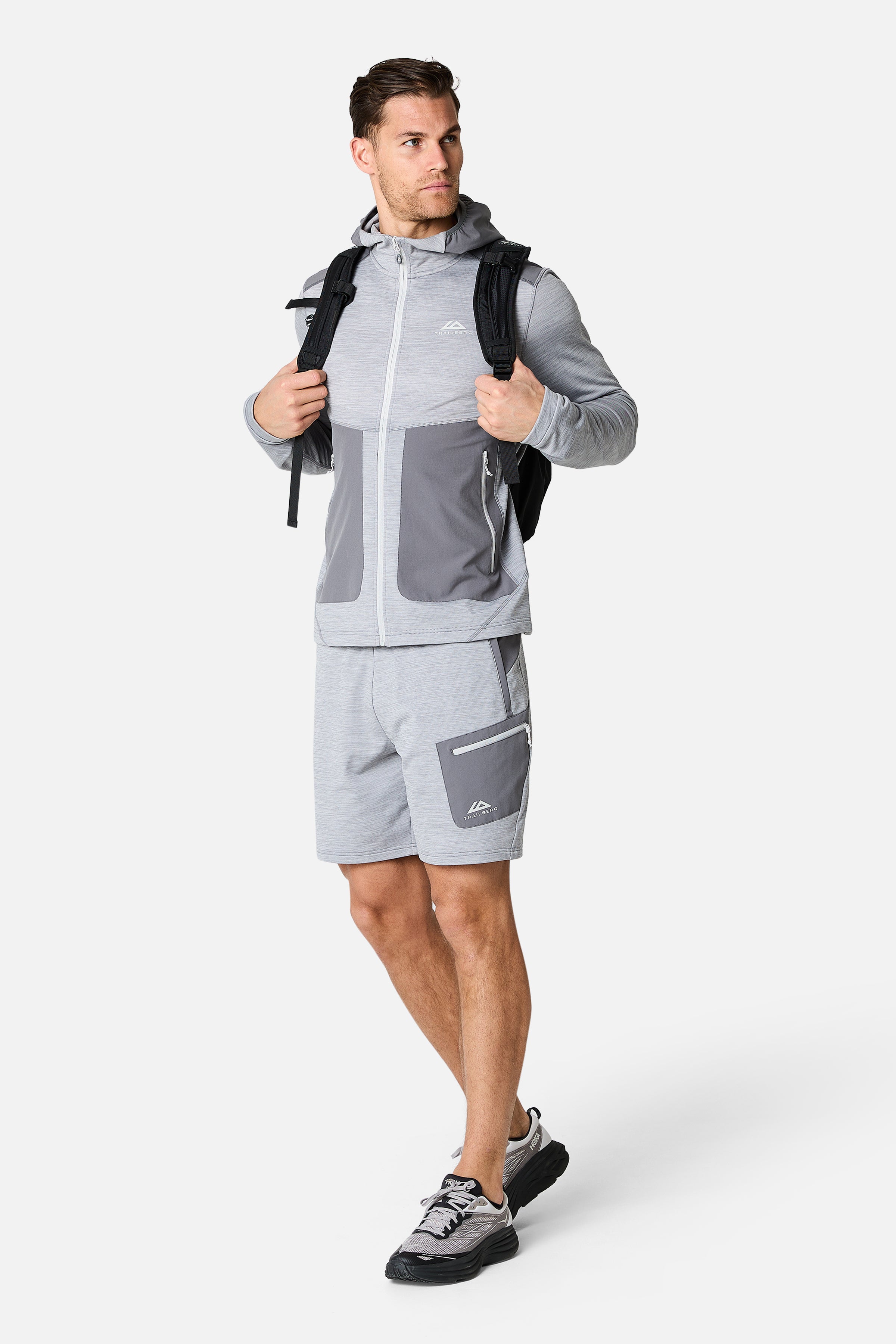 Vale Gridded Fleece Twinset - Lunar Grey Marl/Nightfall Grey
