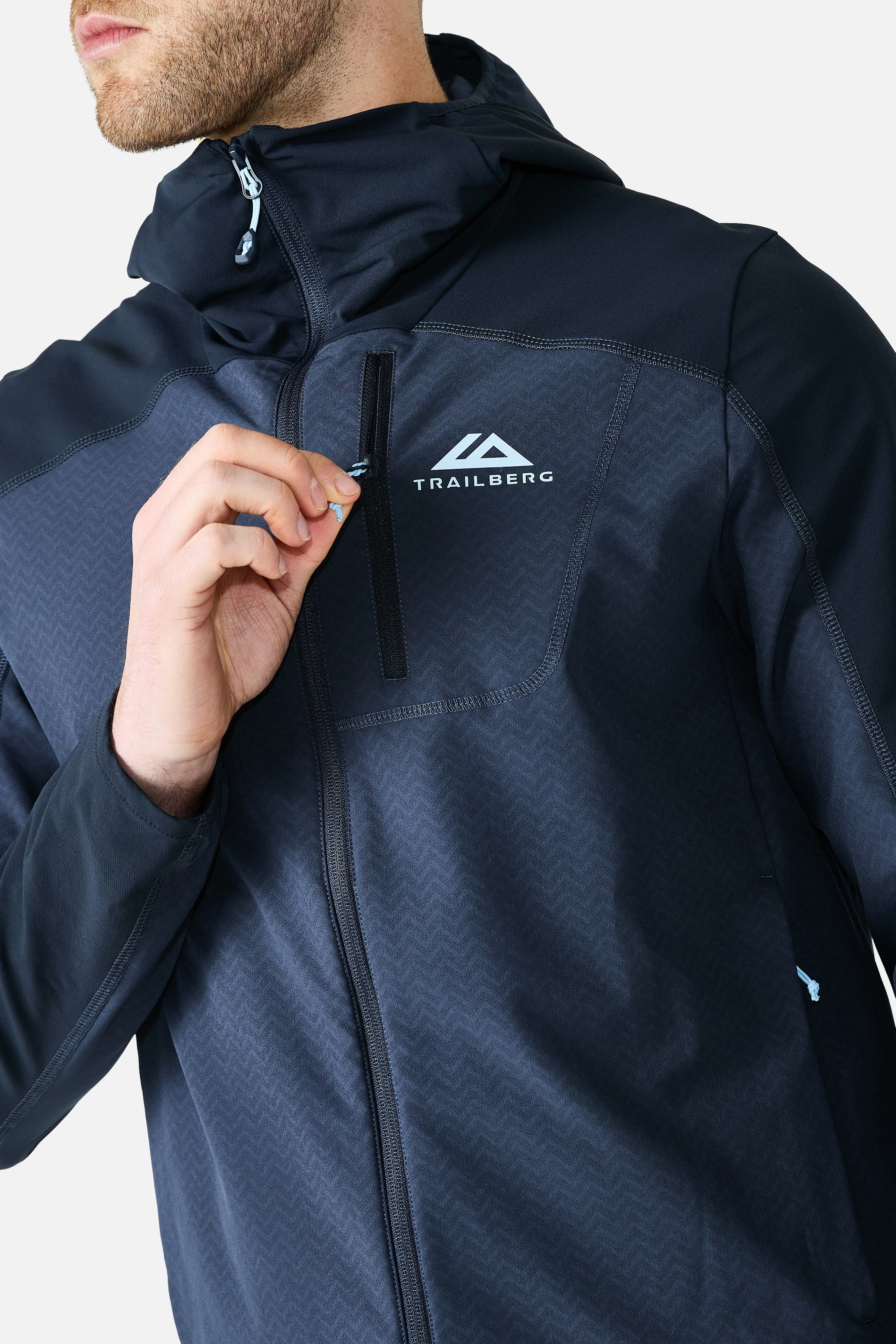 Caldera Grid Fleece Hood - Storm Blue/Deep Ocean