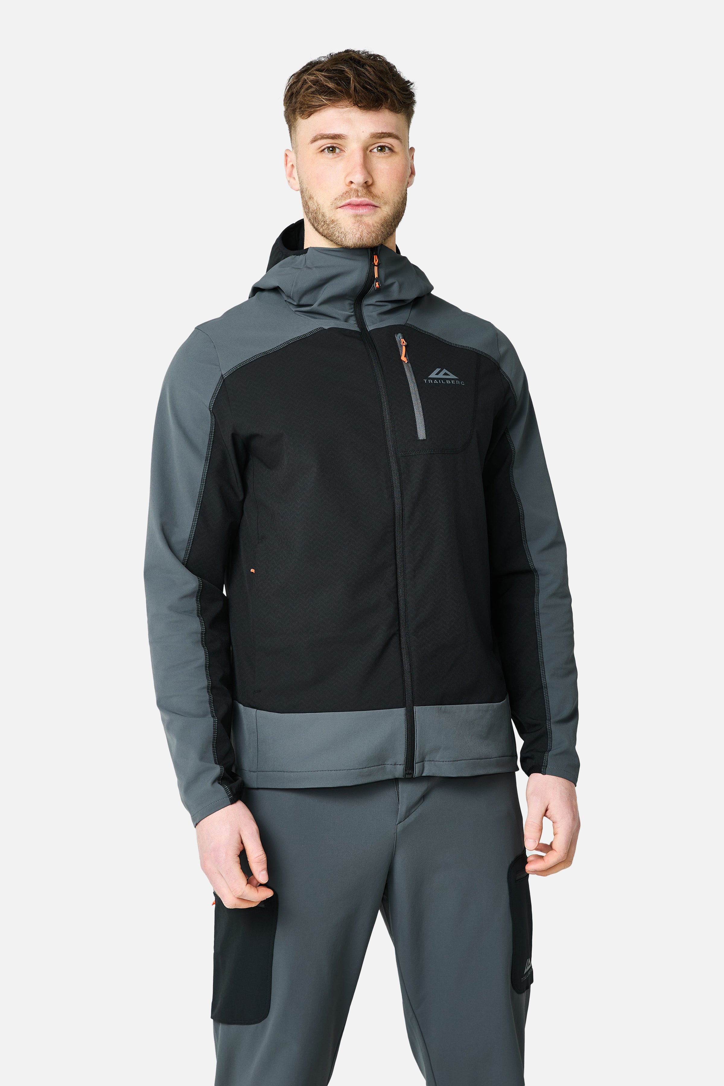 Caldera Grid Fleece Hood - Black/Volcano Grey