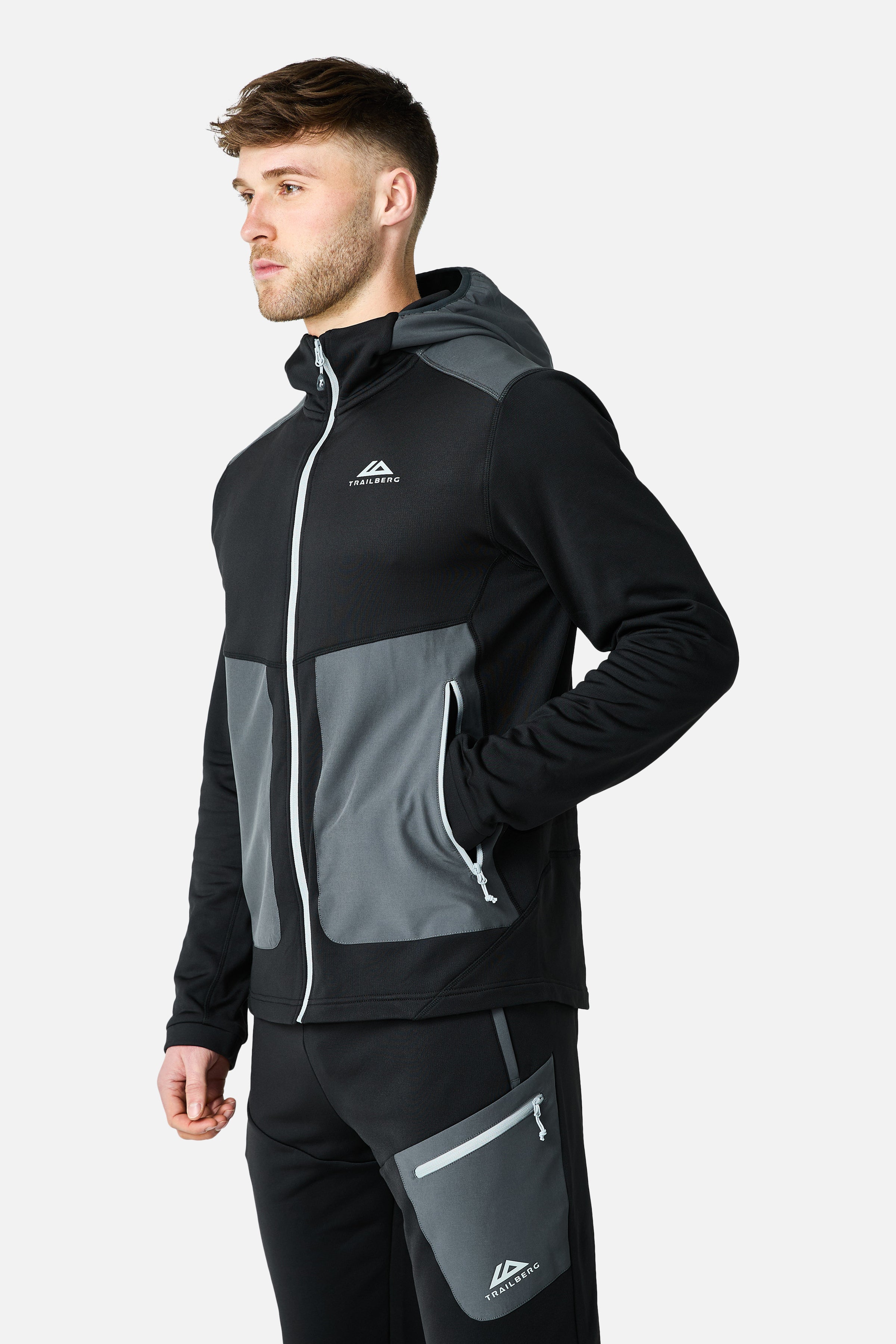 Vale Gridded Fleece Tracksuit - Black