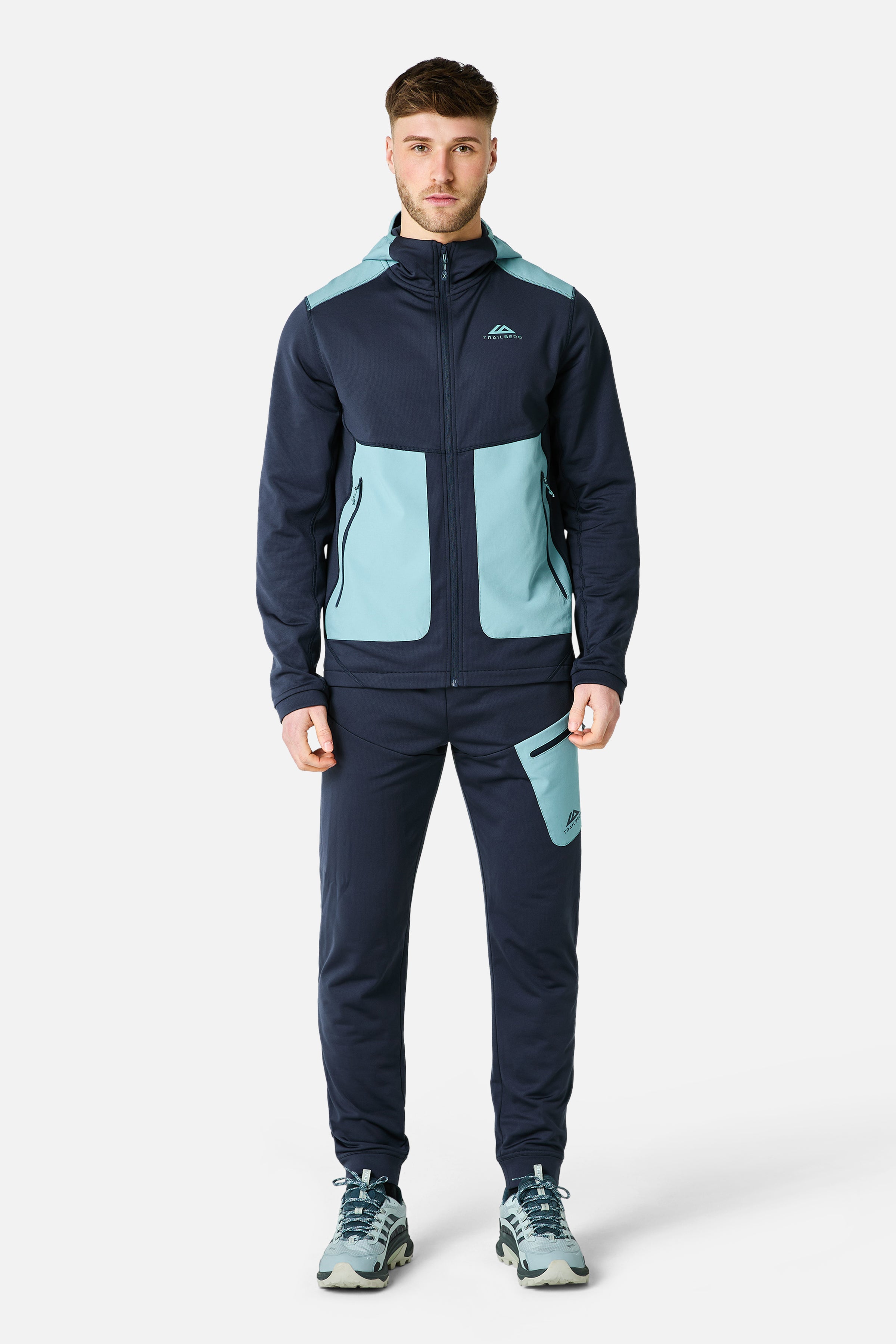 Vale Gridded Fleece Hood - Storm Blue/Polar Breeze