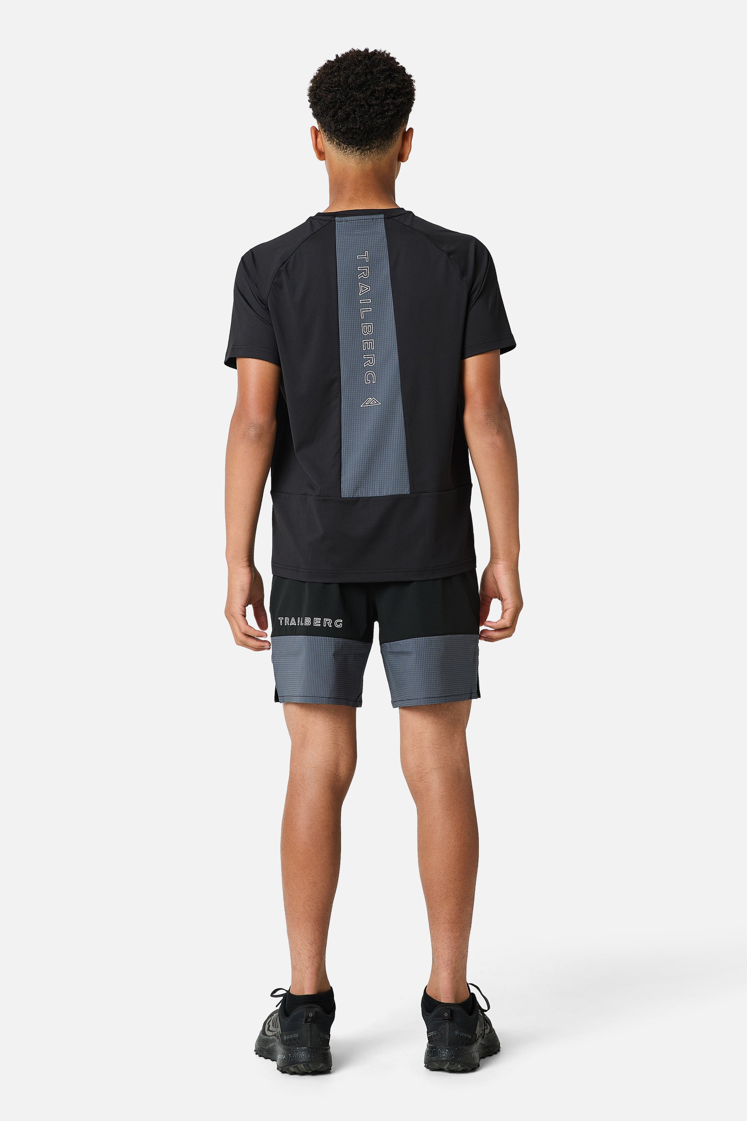 Boys Rapid Grid Tee - Black/Graphite Grey