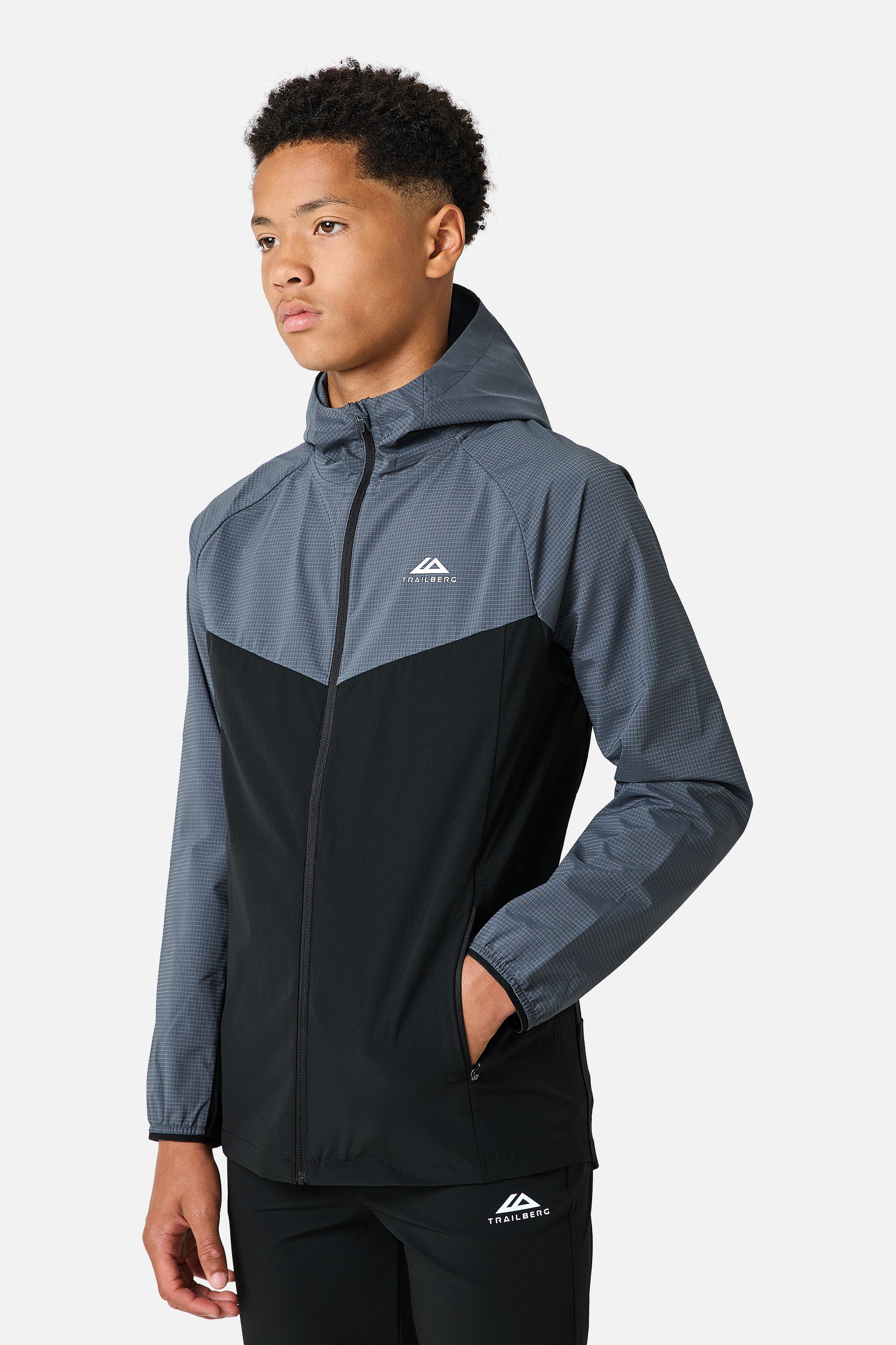 Boys Rapid Grid 2.0 Windbreaker - Black/Graphite Grey