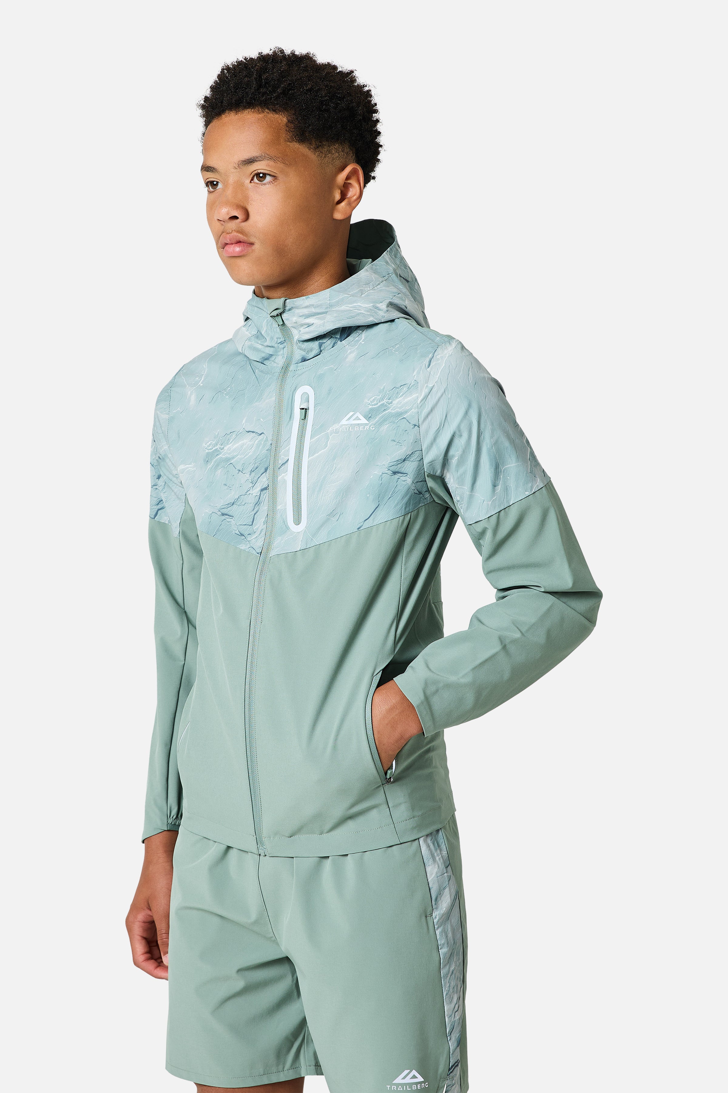 Boys Slate Windbreaker - Willow Green/Tide Mist