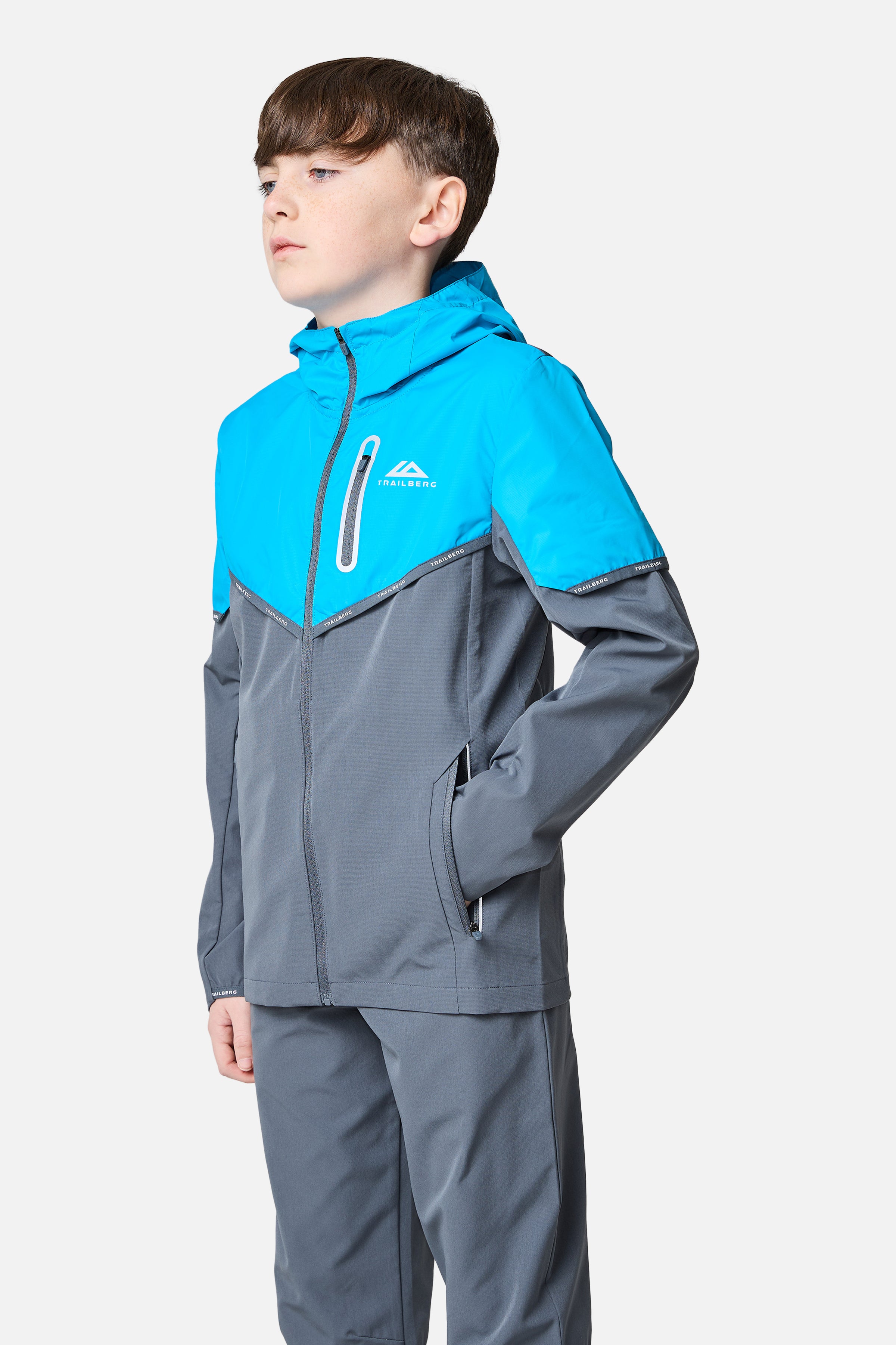 Boys Vertigo Tape Hood - Storm Grey/Mystic Ocean