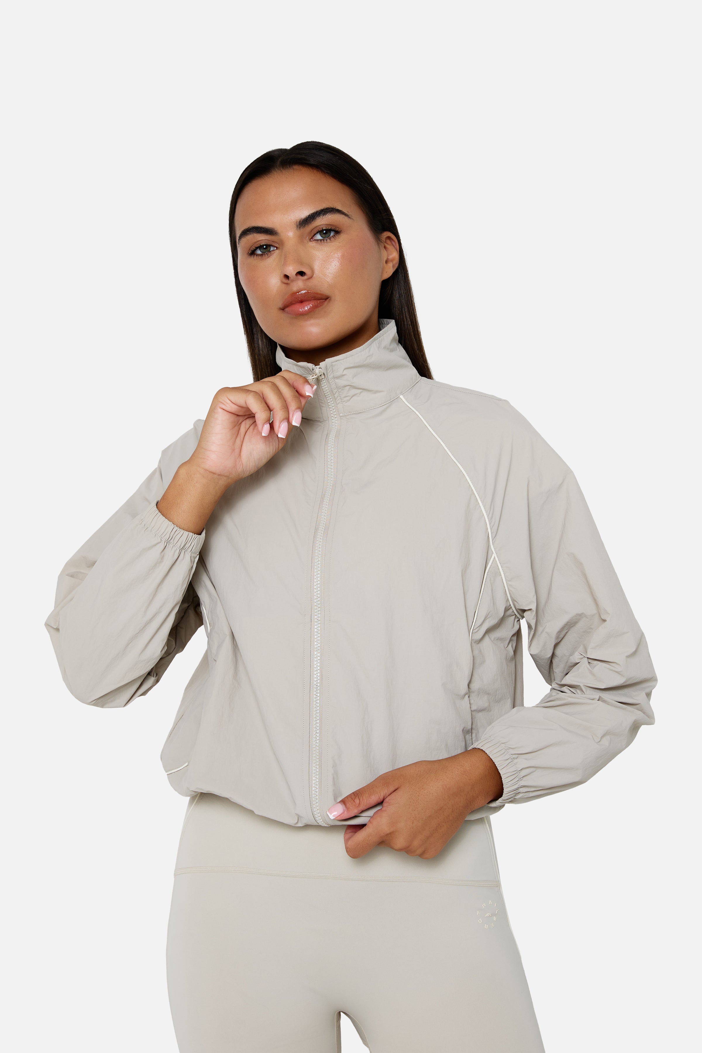 Womens Ignite Woven Track Jacket - Mercury Mist/Candlelight White