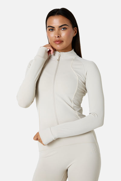 Womens Ignite Full Zip Track Jacket - Mercury Mist/Candlelight White