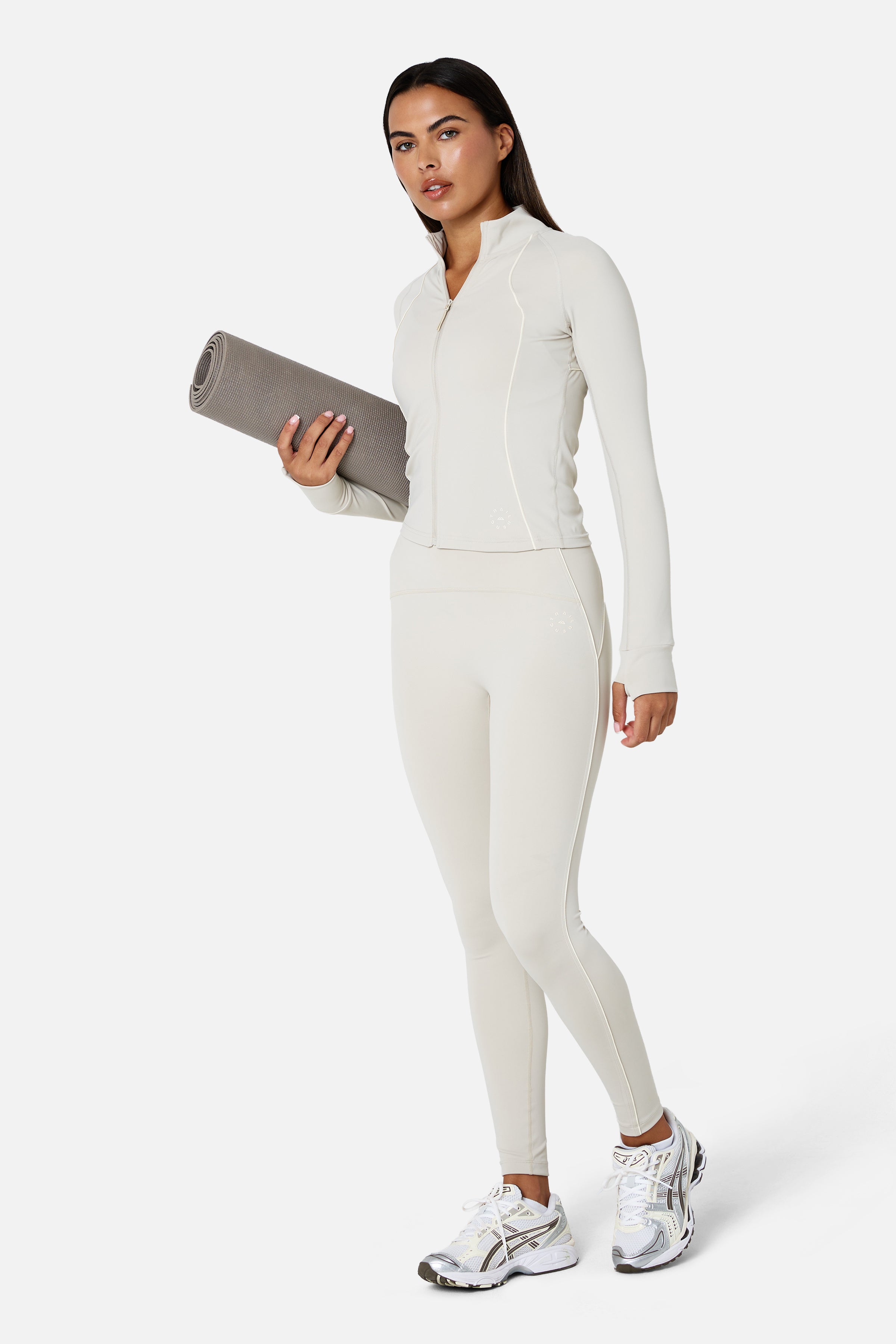 Womens Ignite Full Zip Track Jacket - Mercury Mist/Candlelight White