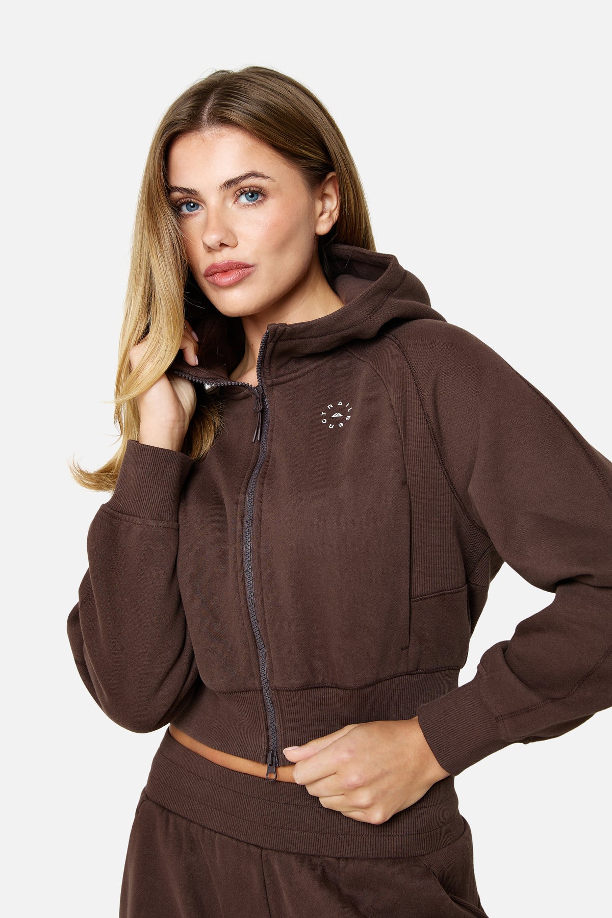 Womens Sculpt Fleece Zip Hood - Bitter Chocolate