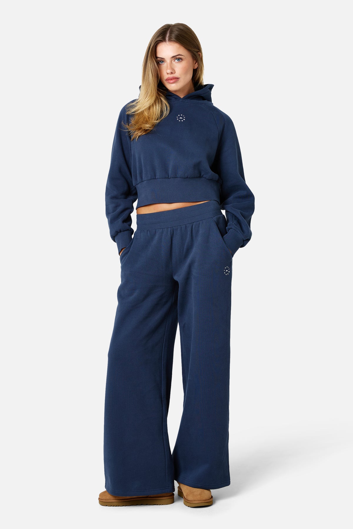 Womens Sculpt Fleece Cropped Hood - Storm Blue