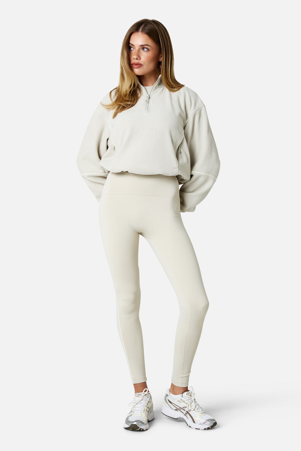 Womens Ignite Microfleece 1/4 Zip - Mercury Mist/Candlelight White